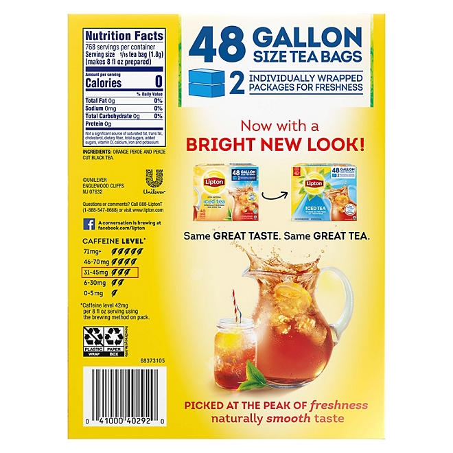 Lipton Iced Tea, Gallon Size Tea Bags, 48 ct. 4