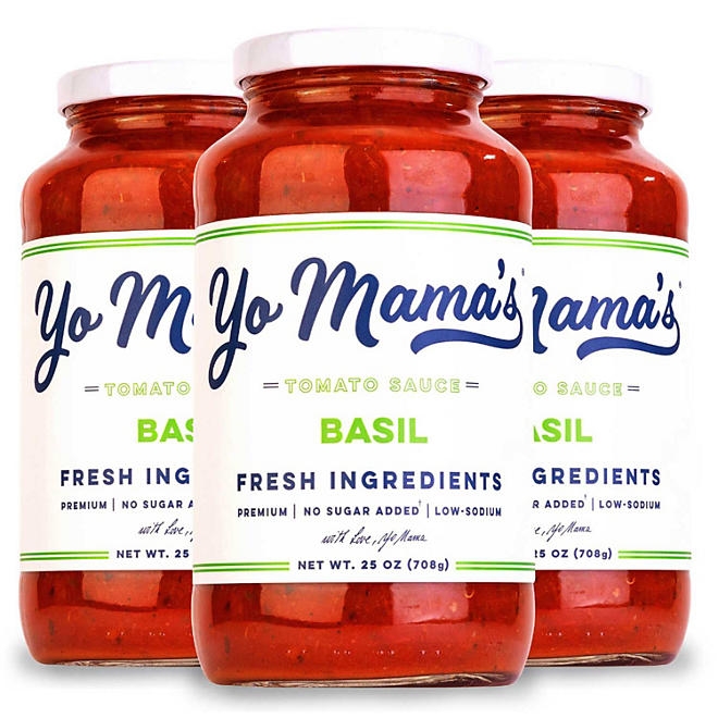 Yo Mama's Foods Low-Sodium Pasta Sauce, Tomato Basil, 25 oz., 3 pk. 3