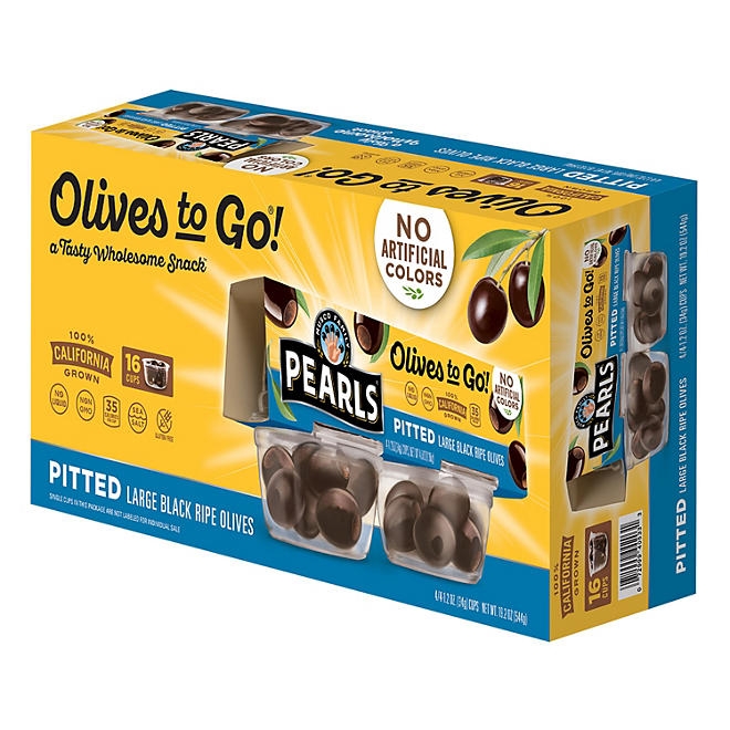 Pearl's Pitted Black Olives To Go Cups, 1.2 oz., 16 pk. 3