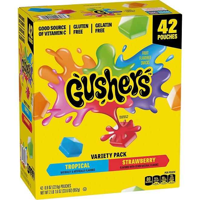 Gushers Strawberry & Tropical Variety Pack Snacks, 0.8 oz., 42 pk. 3