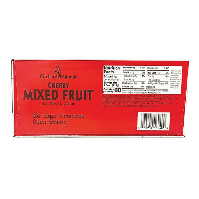 Orchard Natural Cherry Mixed Fruit in Fruit Juice 4 oz., 24 ct. 4