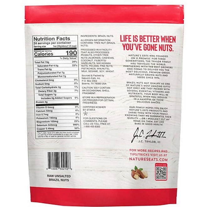Nature's Eats Raw Unsalted Brazil Nuts 24 oz. 4