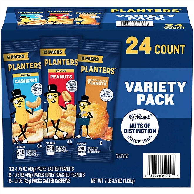 Planters Variety Pack Cashews & Peanuts, 24 pk. 3