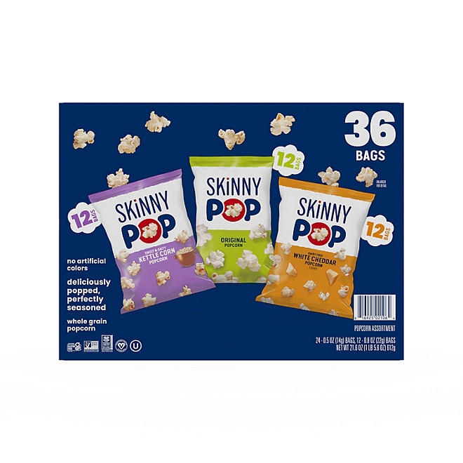 SkinnyPop Variety Snack Pack Popcorn, 0.5 oz., 36 pk. 3