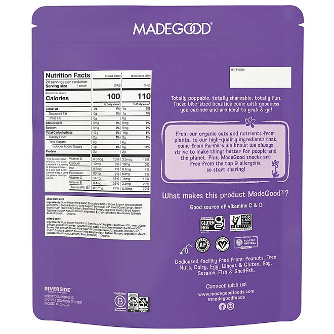 MadeGood Mixed Berry & Chocolate Chip Granola Minis, 24 pk. 5