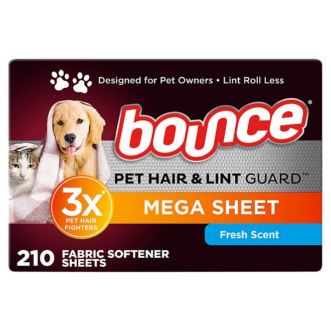 Bounce Pet Hair & Lint Guard Mega Dryer Sheets, Fresh Scent, 210 ct. 3