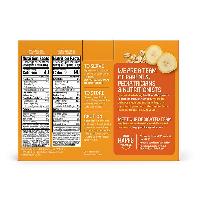 HappyTOT Organics Super Morning Pouch, Apple Cinnamon and Blueberry Banana Variety Pack, 12 ct., 4 oz. 4