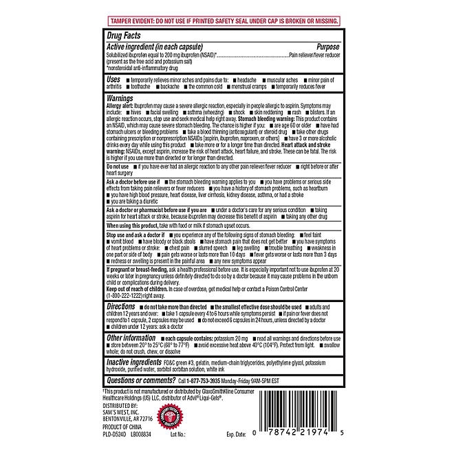 Member's Mark Ibuprofen Softgels, 200 mg, 400 ct. 4