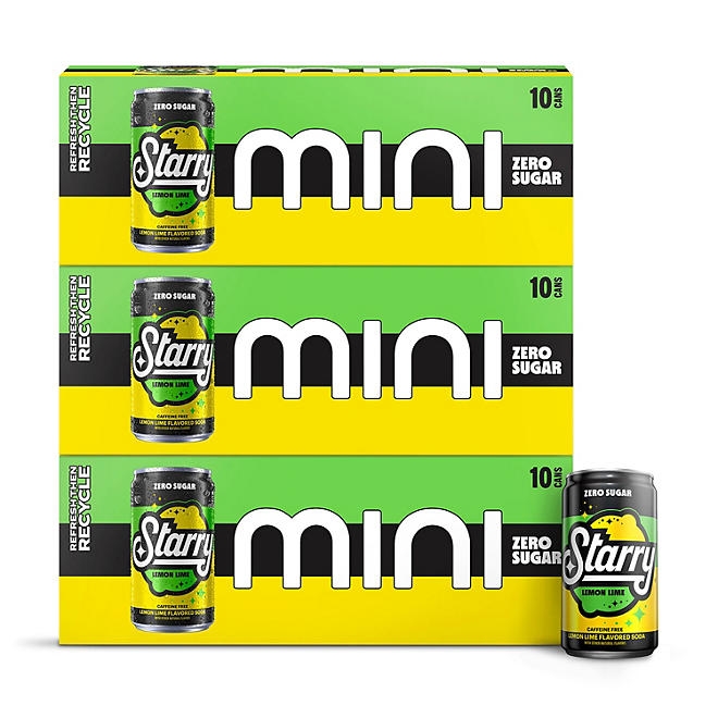 Starry Zero Sugar Lemon Lime Soda Mini Cans, 7.5 fl oz., 30 pk. 3