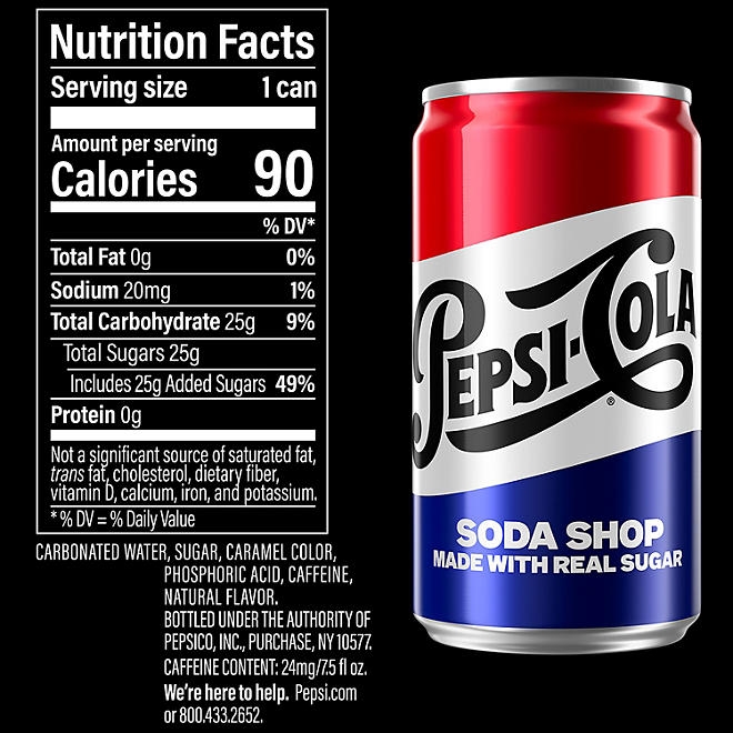 Pepsi Soda Shop Made With Real Sugar Mini Cans, 7.5 fl. oz., 30 pk. 4
