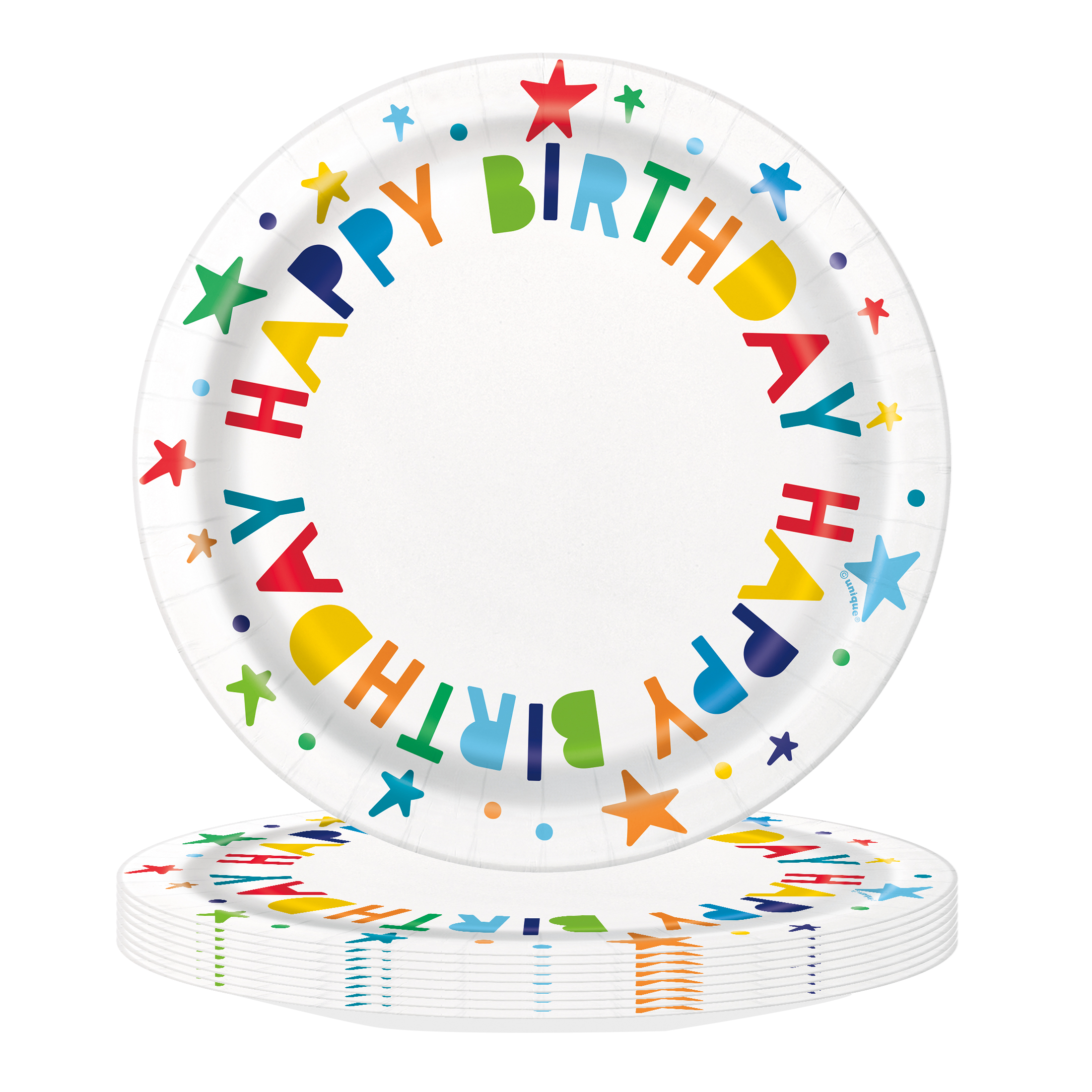 10 Count 7IN Bright Stars Multicolor Disposable Dessert Plates by Way to Celebrate