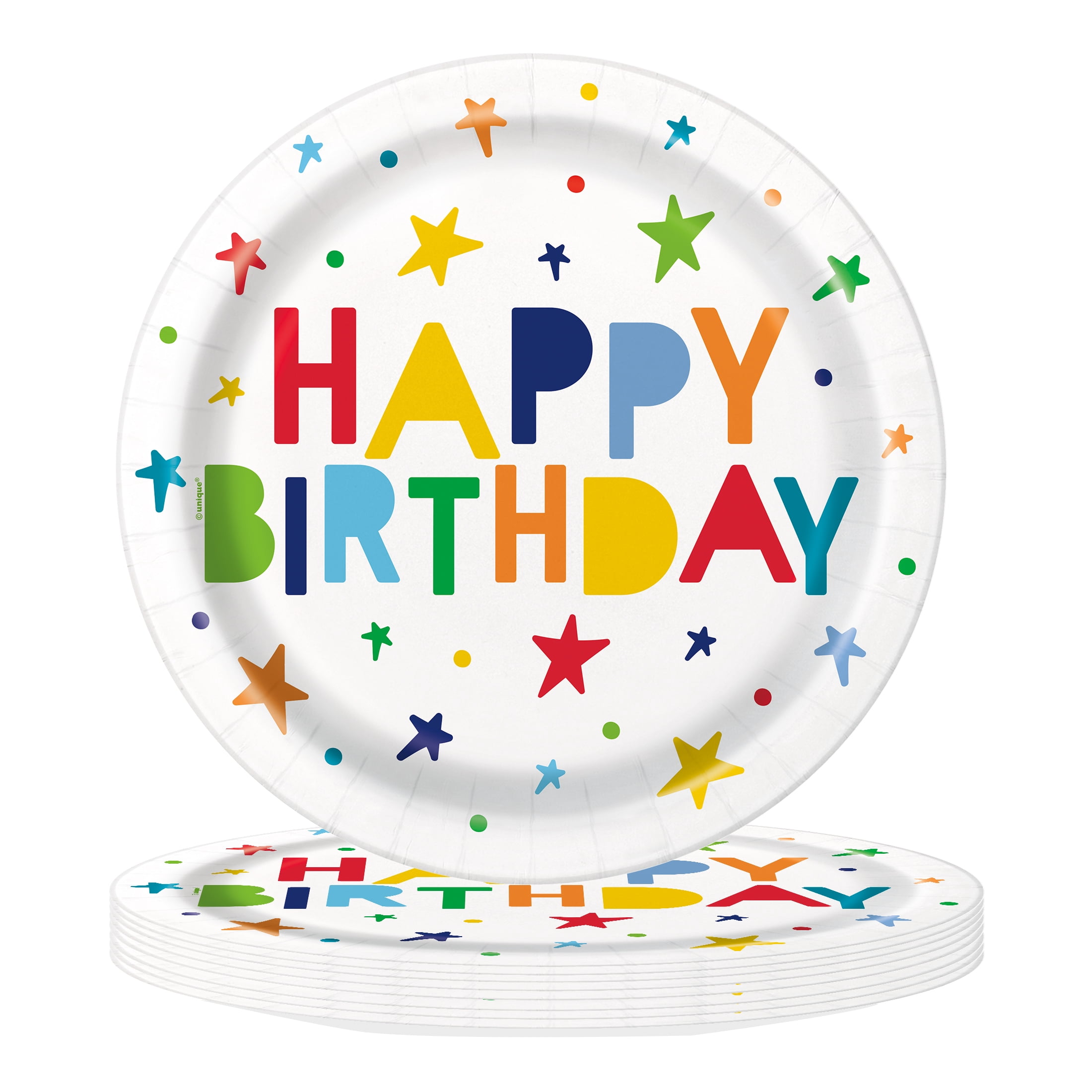 10 Count 9IN Bright Stars Multicolor Disposable Dinner Plates by Way to Celebrate