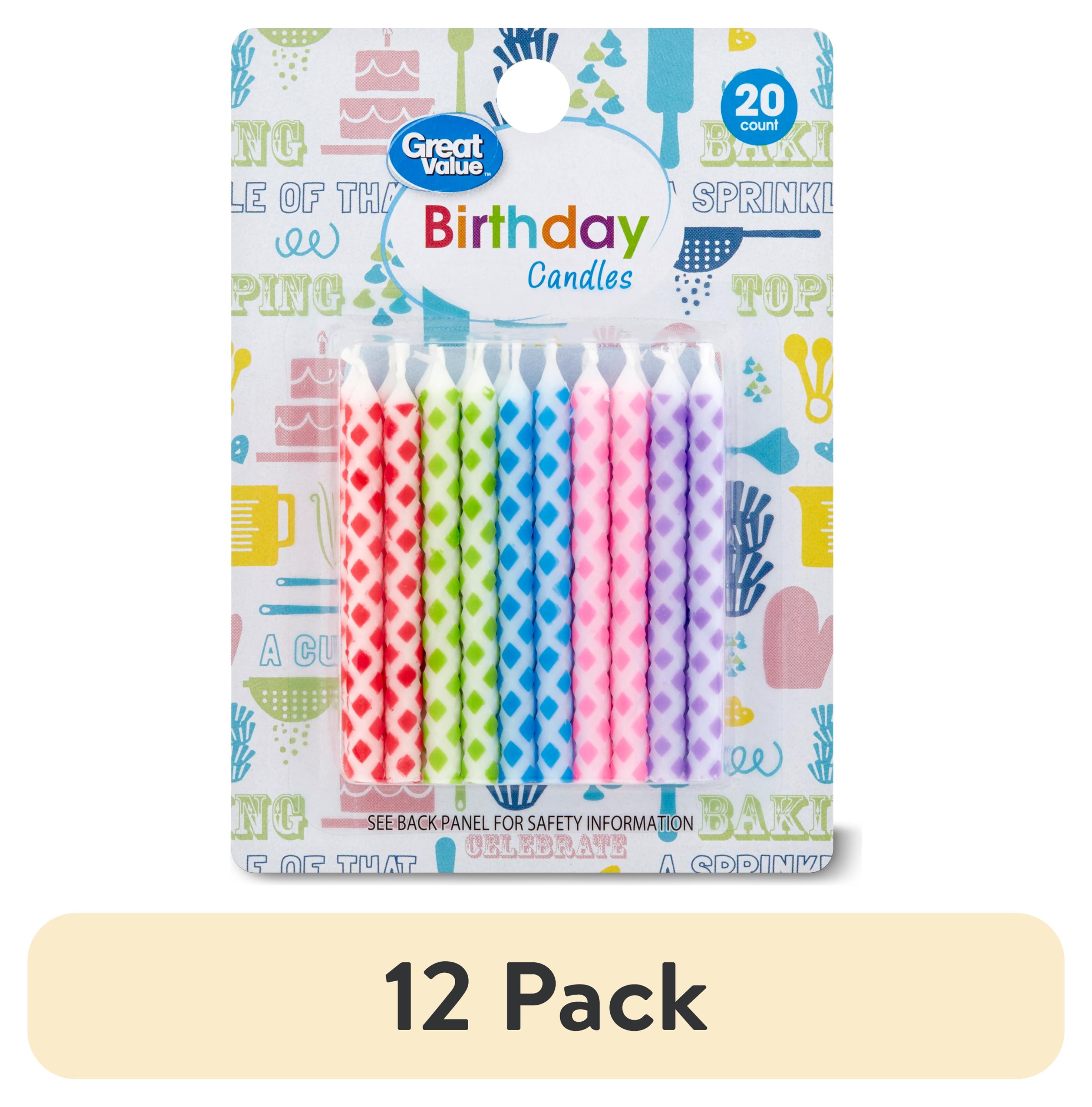 (12 pack) Great Value Celebration Polka Dot Birthday Candles, Assorted Colors, 20 Count