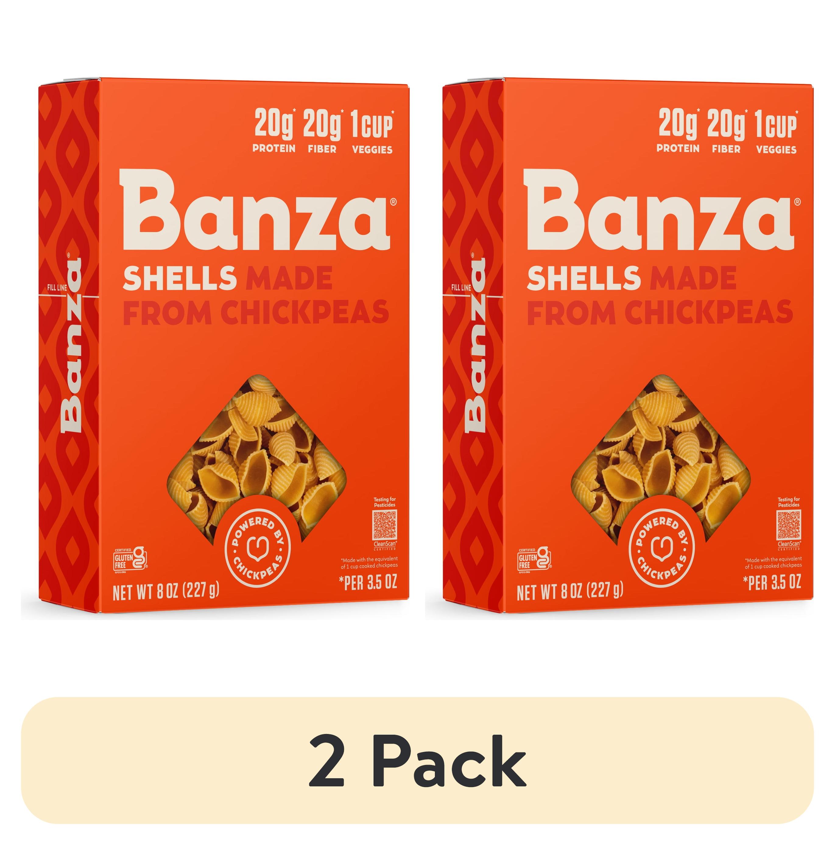 (2 pack) Banza Shells Pasta from Chickpeas - Gluten Free, High Protein, and Lower Carb Protein Noodles, 8oz