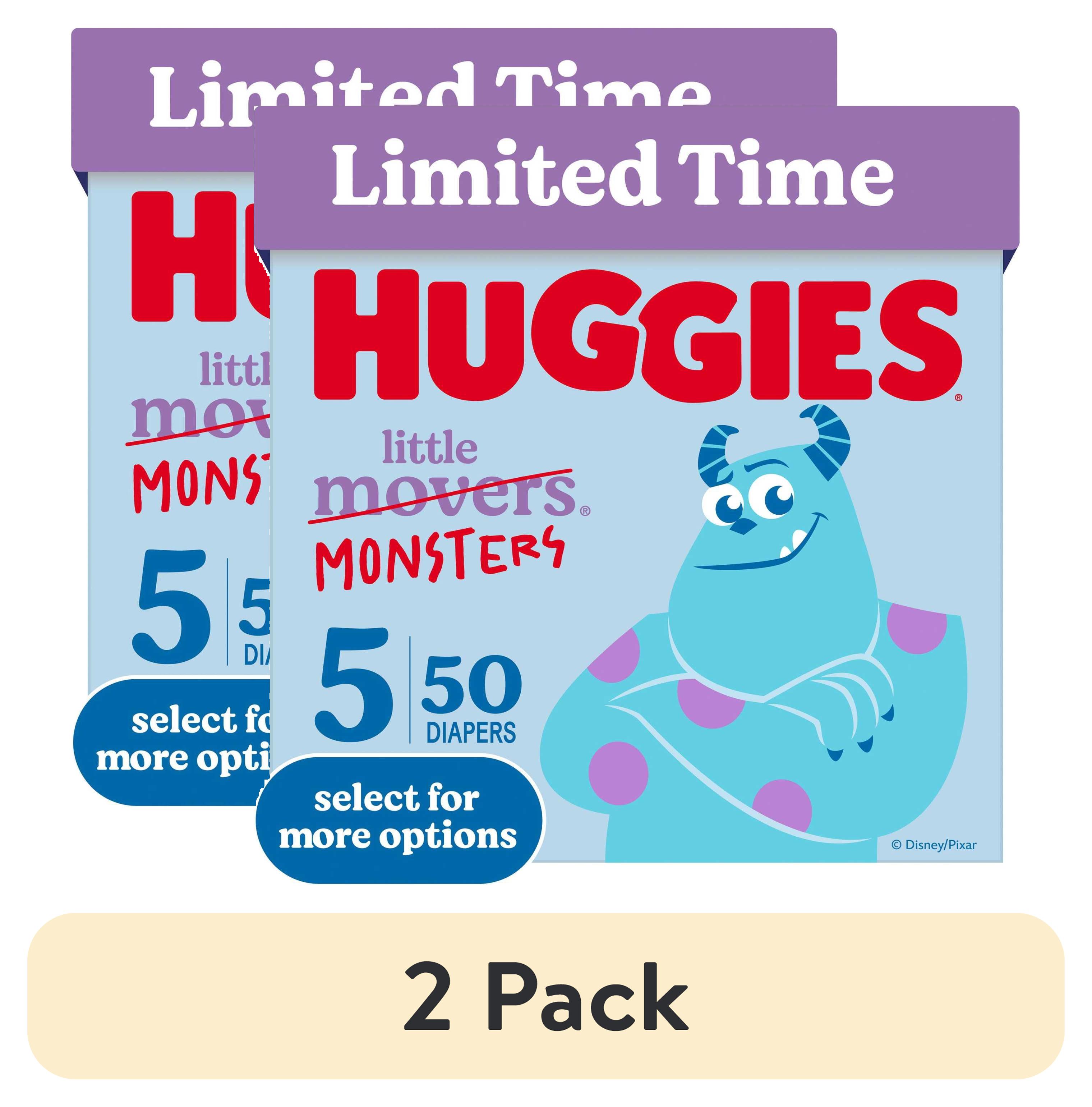(2 pack) Huggies Little Movers, Little Monsters Edition Baby Diapers