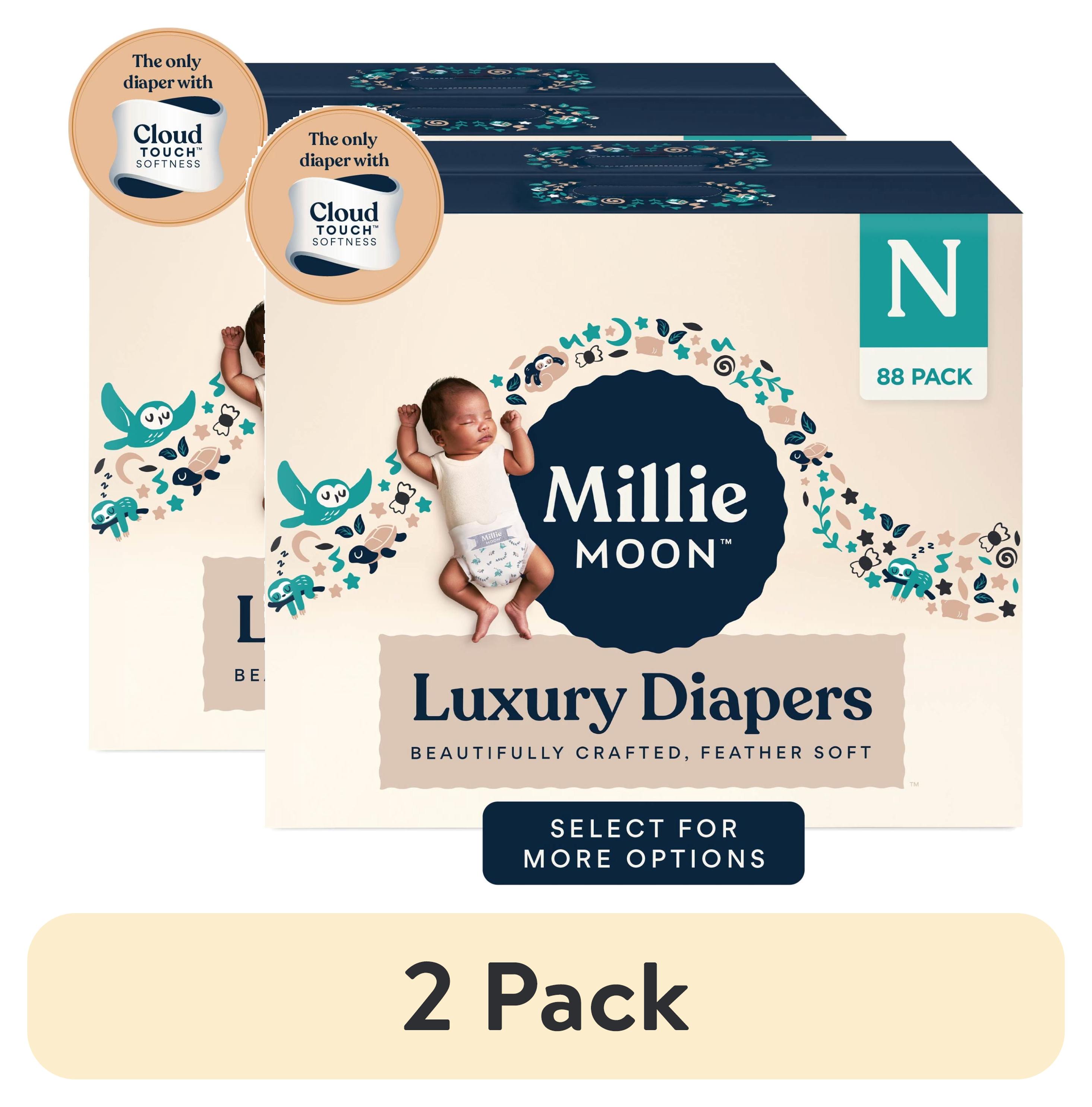 (2 pack) Millie Moon Luxury Diapers, Size Newborn, 88 Count