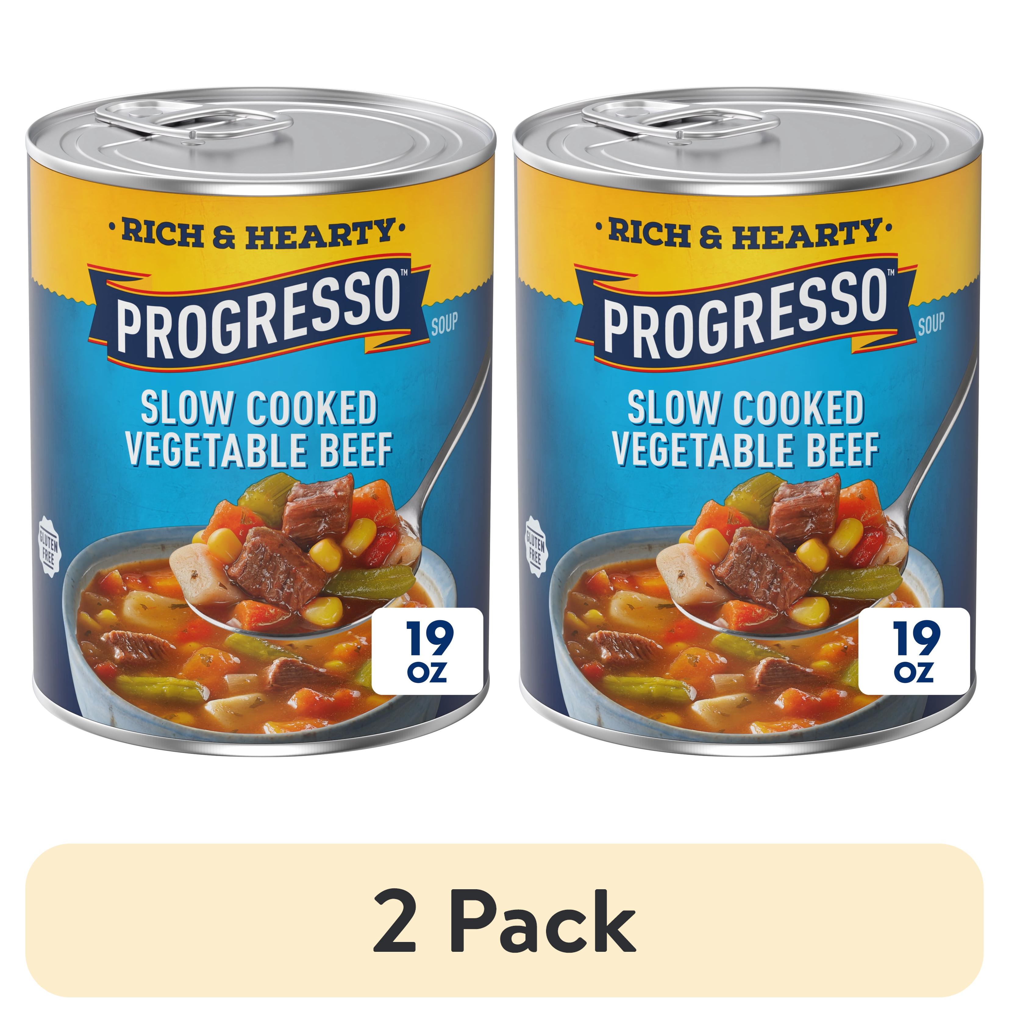 (2 pack) Progresso Gluten Free Rich and Hearty Slow Cooked Vegetable Beef Soup (19 oz Can)