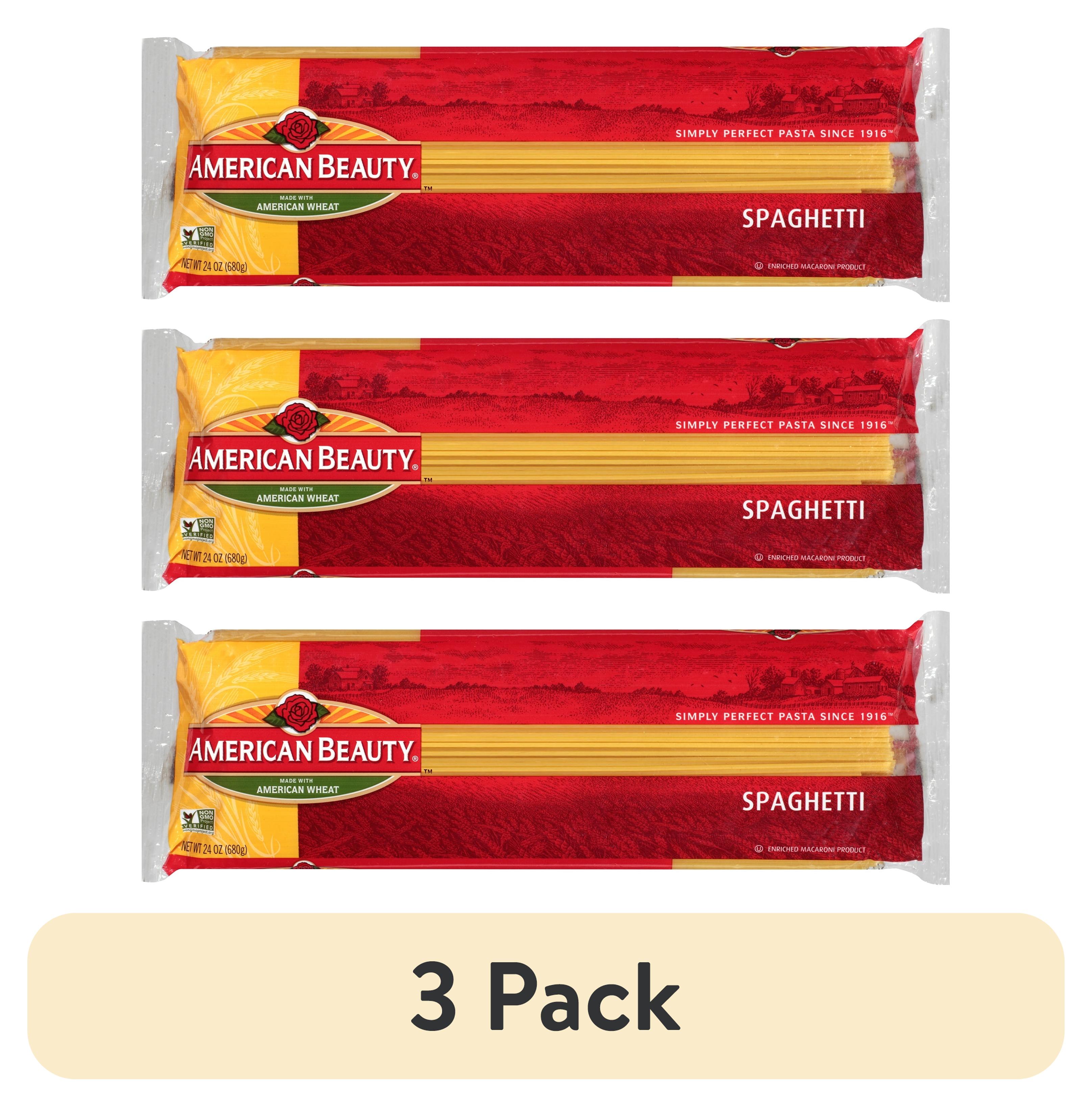 (3 pack) American Beauty Spaghetti Pasta, 12-Pack (24 oz Each) – Traditional Enriched Pasta for Classic Italian Style Dishes
