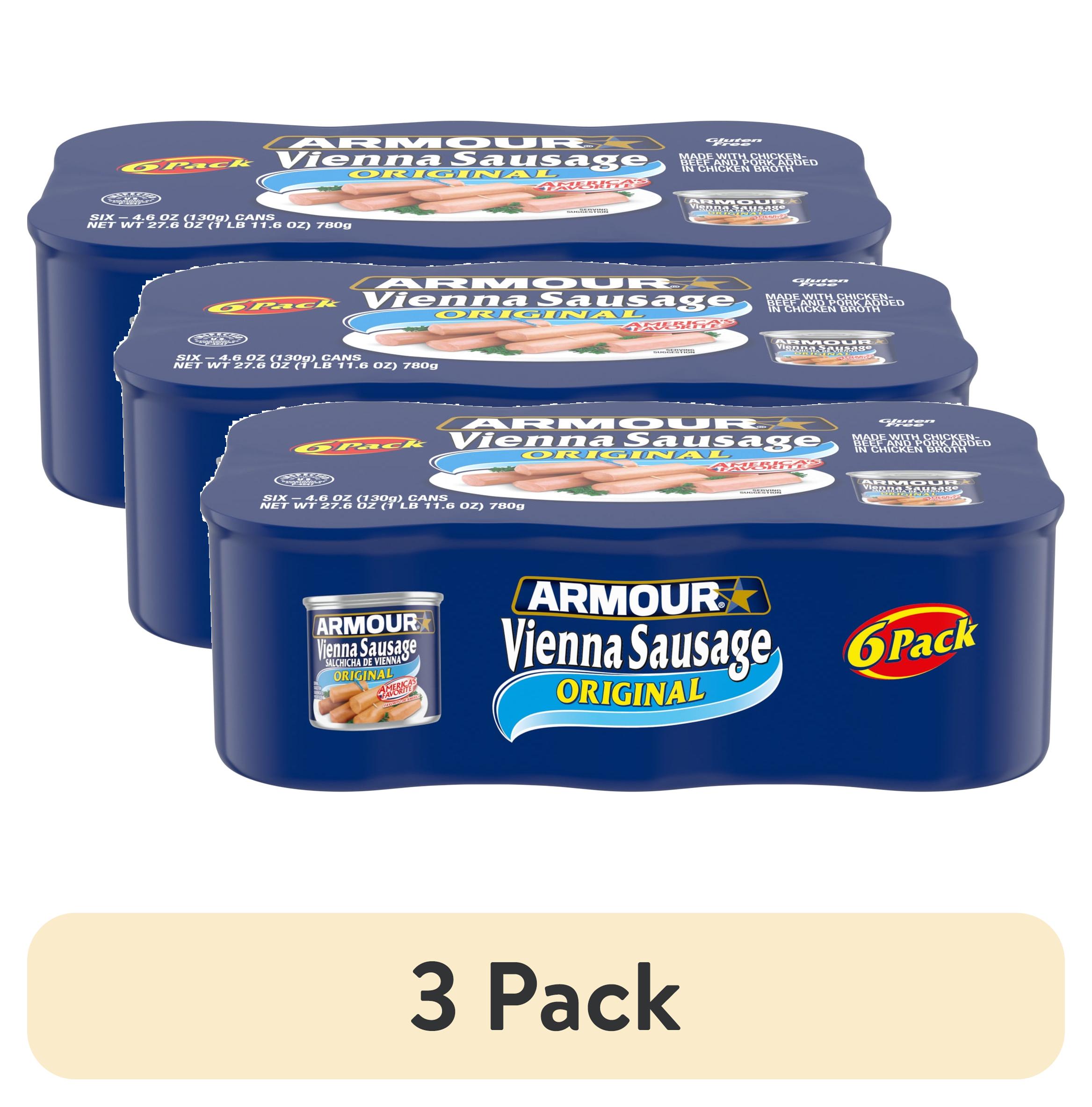 (3 pack) Armour Star Vienna Sausage, Original Flavor, 7g Protein Per Serving, 4.6 oz Can (Pack of 6)