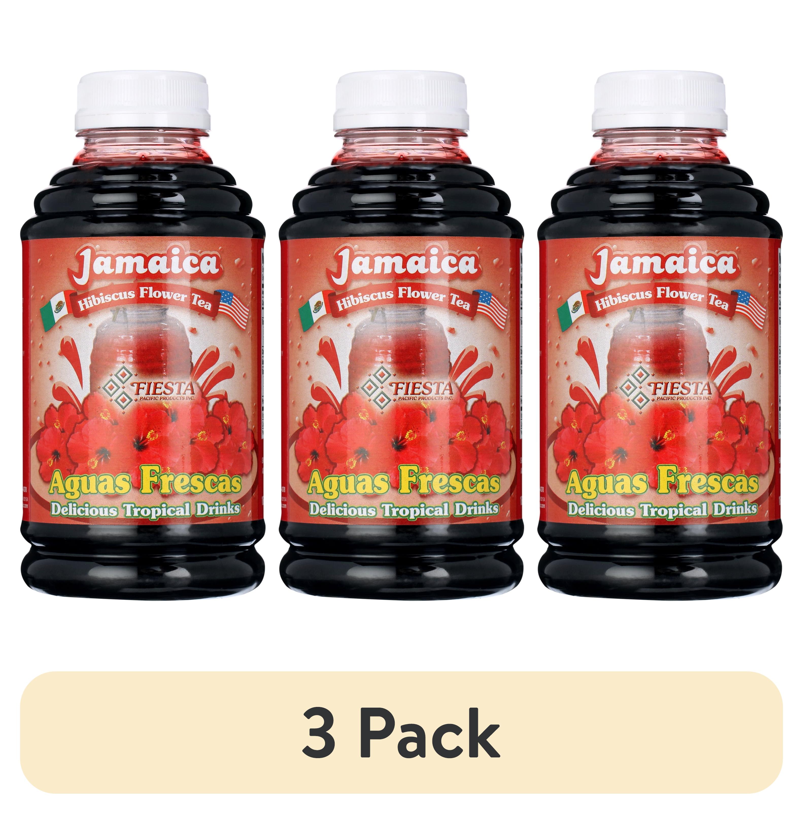 (3 pack) Fiesta Hibiscus (Jamaica) Aguas Frescas Concentrate, Juice Beverage Base, 16 fl oz