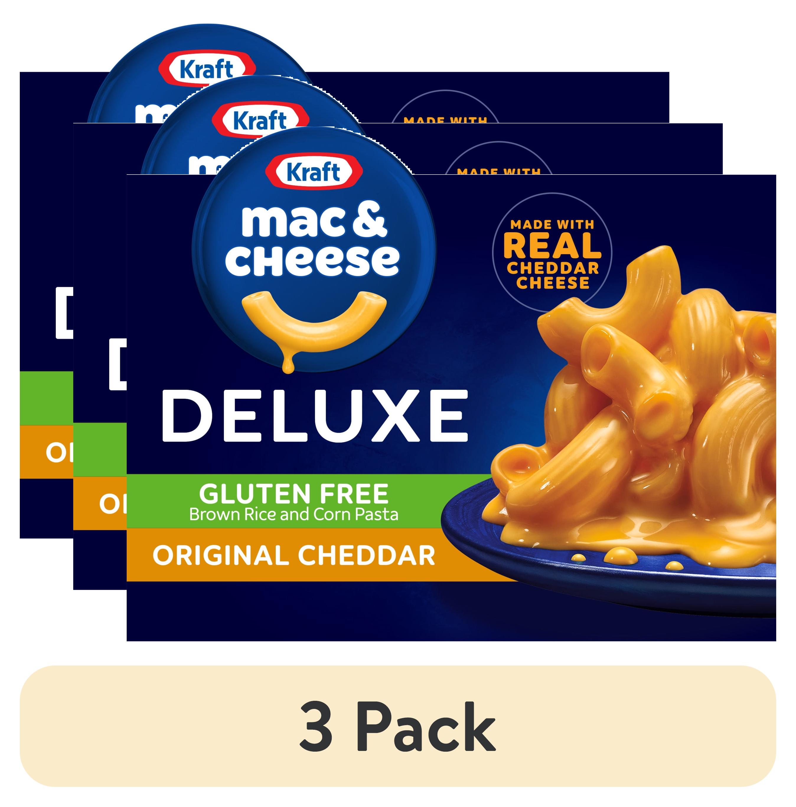 (3 pack) Kraft Deluxe Gluten Free Mac and Cheese, Brown Rice and Corn Pasta, 1 Box, for Easy Dinner or Dinner Sides, Original Cheddar Flavor, No Artificial Flavors, 12 oz