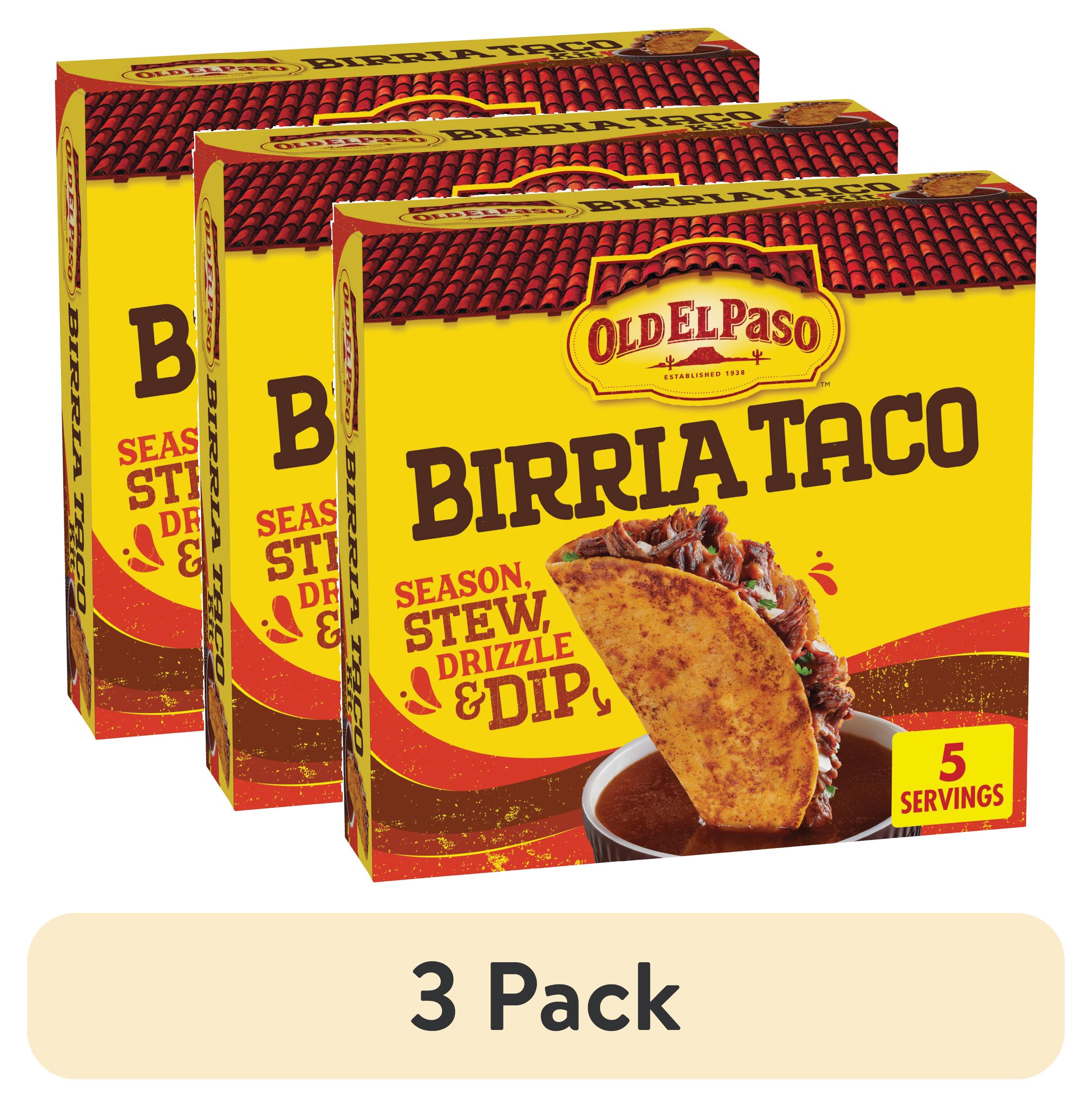 (3 pack) Old El Paso Birria Taco Kit with Seasoning, Sauce and Soft Tortillas, 12.1 oz
