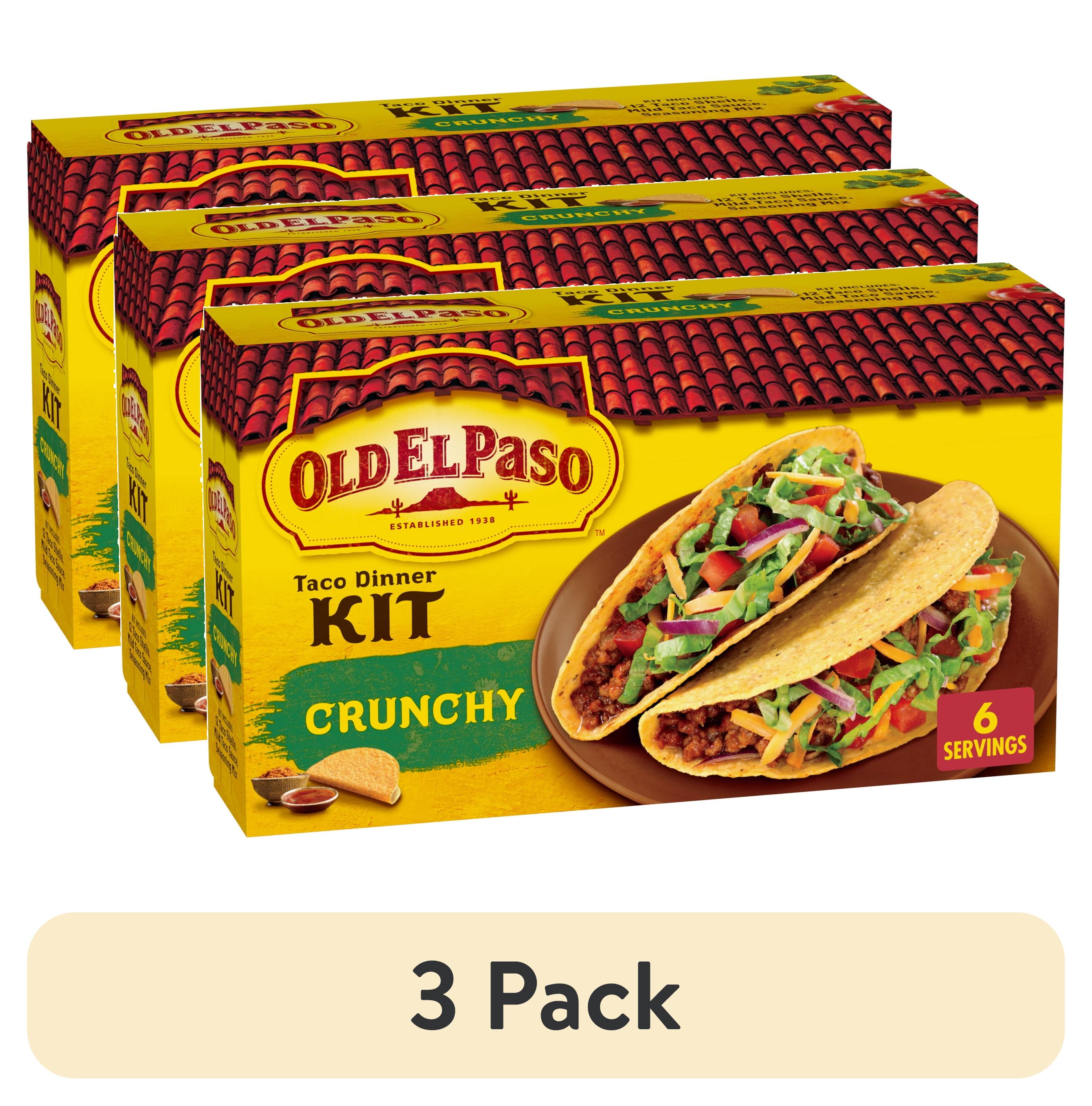 (3 pack) Old El Paso Crunchy Taco Dinner Kit, Easy Meal Prep, 12 Count, 8.8 oz