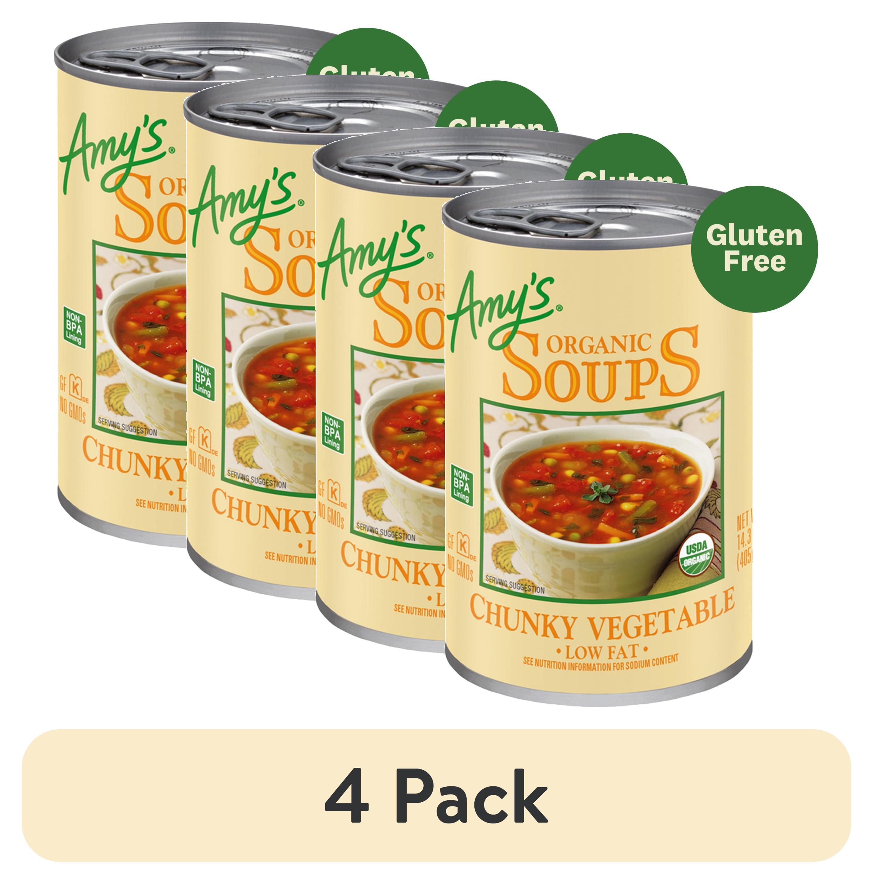 (4 pack) Amy’s Soup, Organic Chunky Vegetable Soup, Gluten Free, Made With Organic Vegetables, Canned Soup, 14.3 Oz