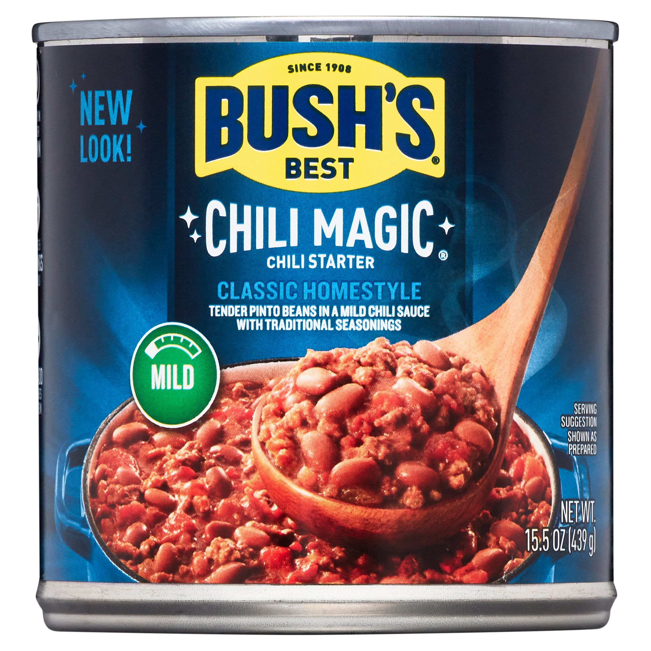 (4 pack) Bush's Classic Homestyle Chili Magic, Canned Beans, 15.5 oz Can