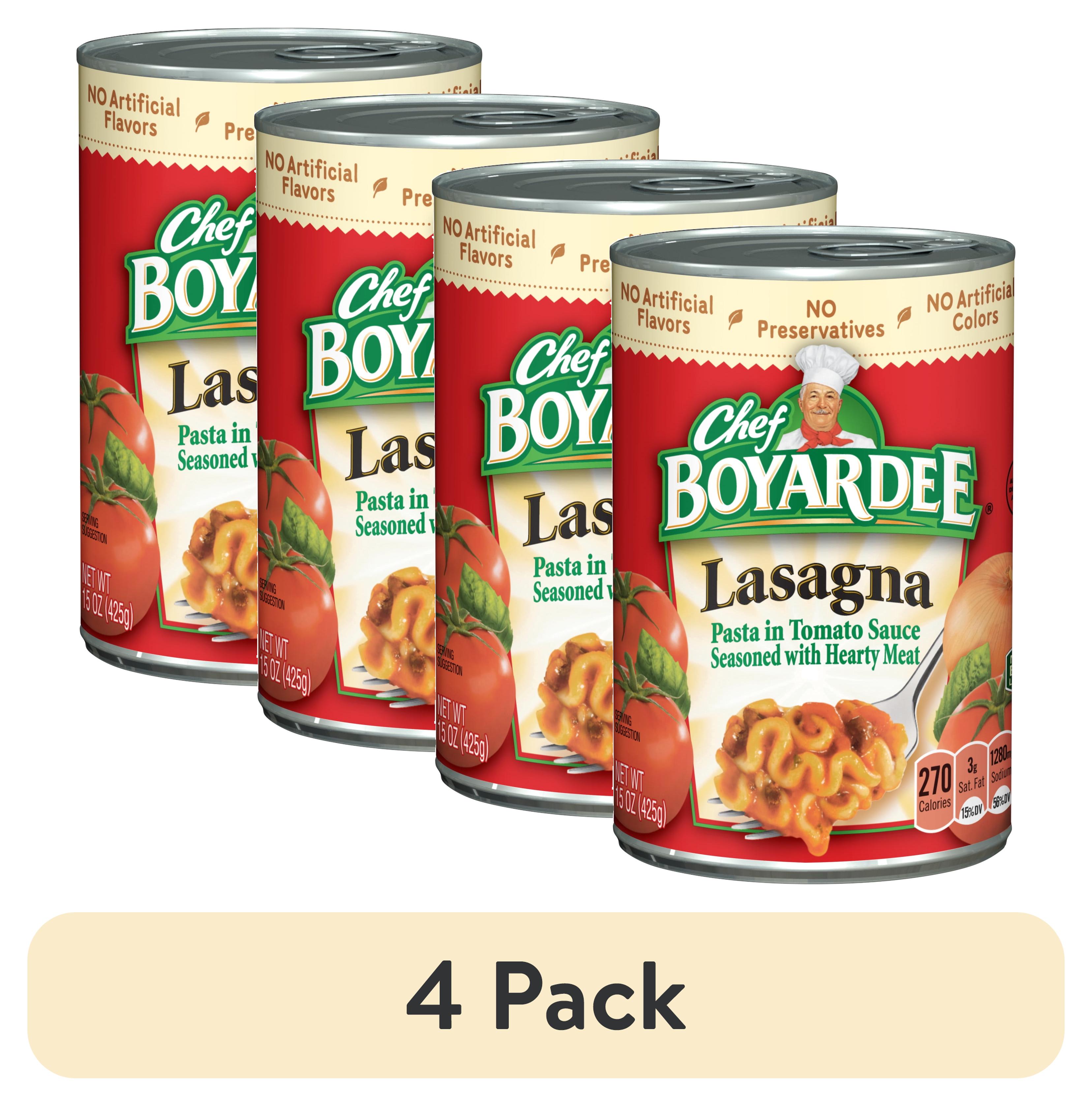 (4 pack) Chef Boyardee Lasagna in Tomato Sauce Seasoned with Meat, Ready-to-Eat Meal, 15 oz. Can