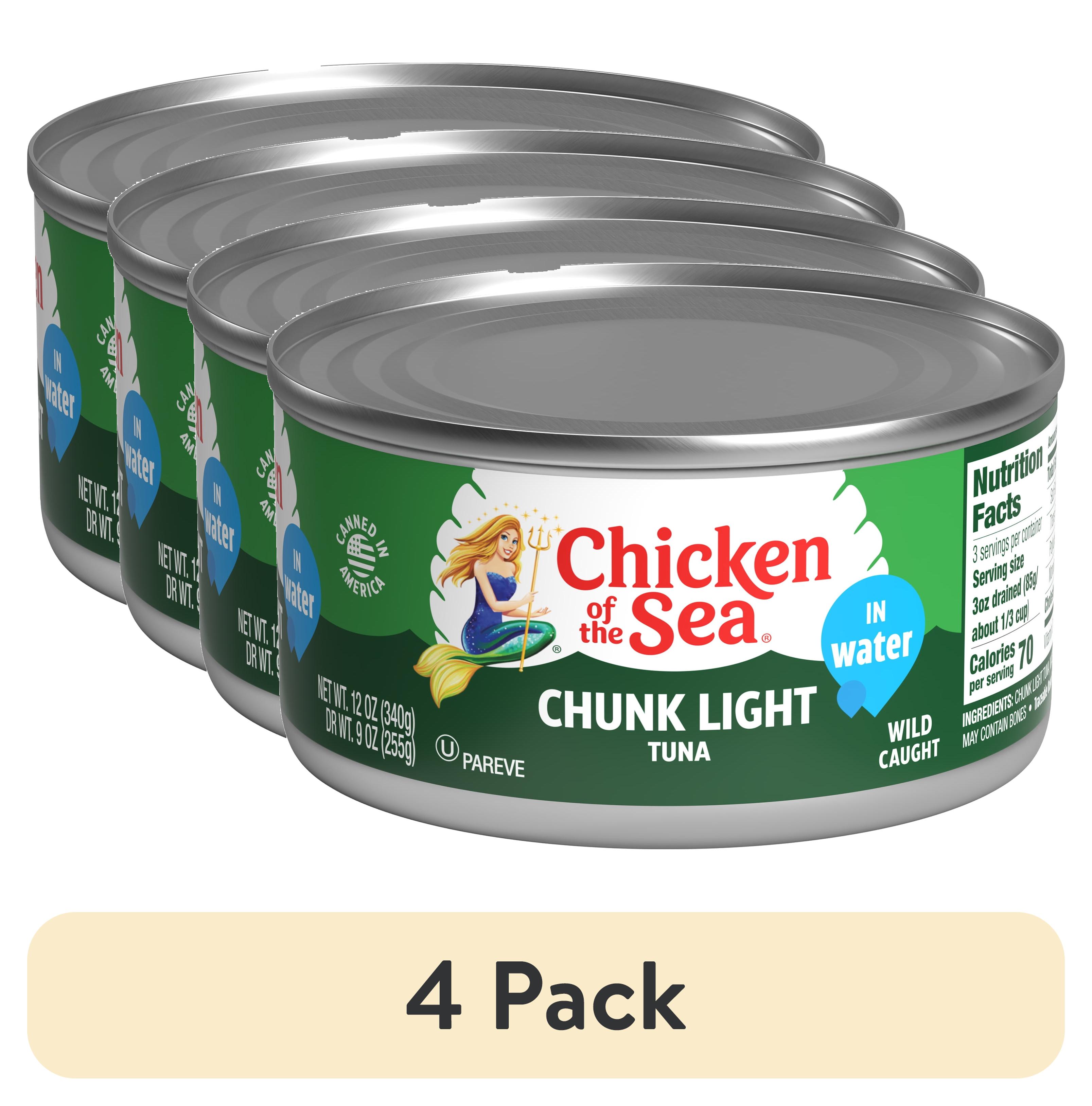 (4 pack) Chicken of the Sea Chunk Light Tuna in Water, 12 oz Can