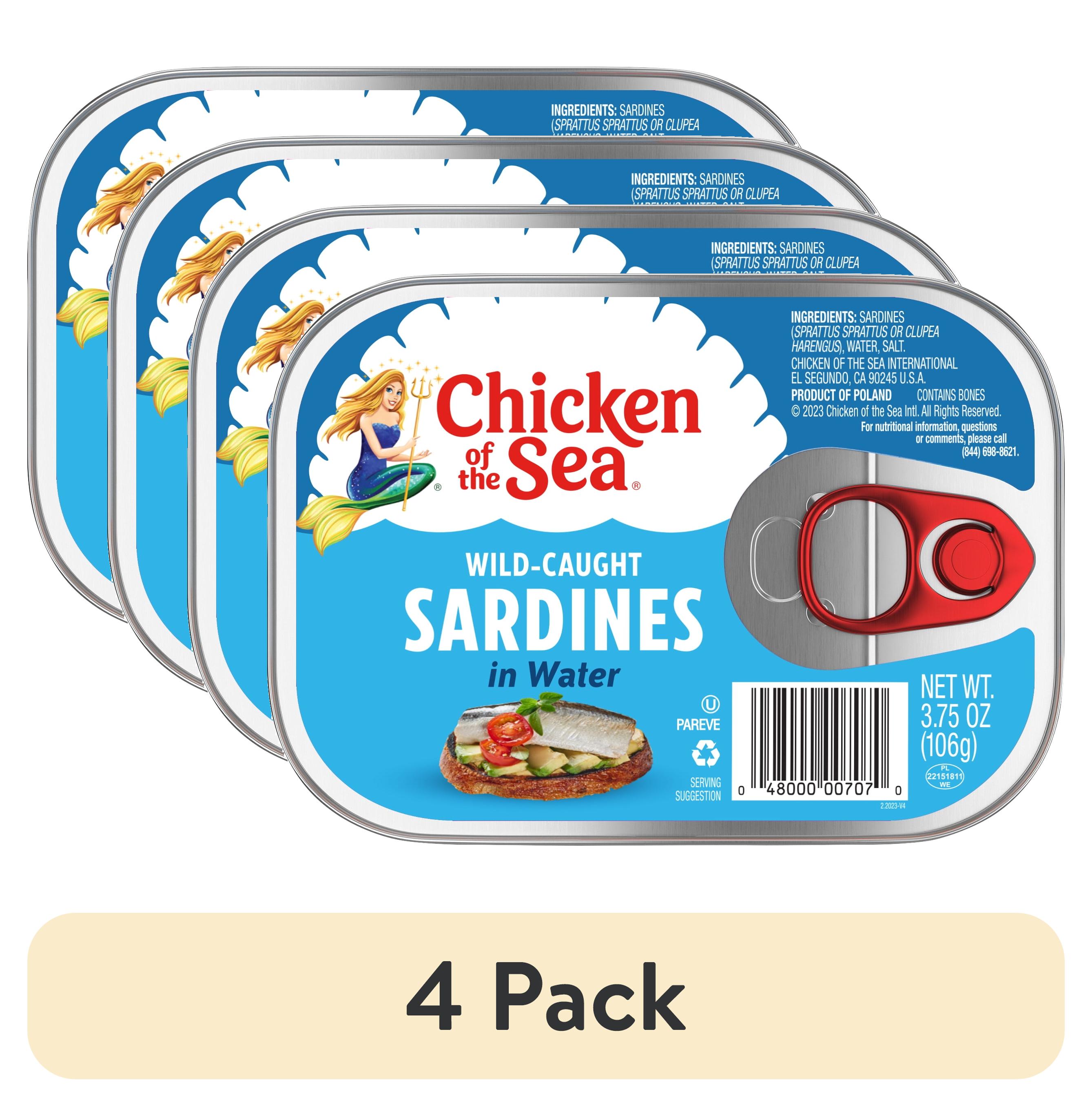 (4 pack) Chicken of the Sea Wild Caught Sardines in Water, 3.75 oz Can