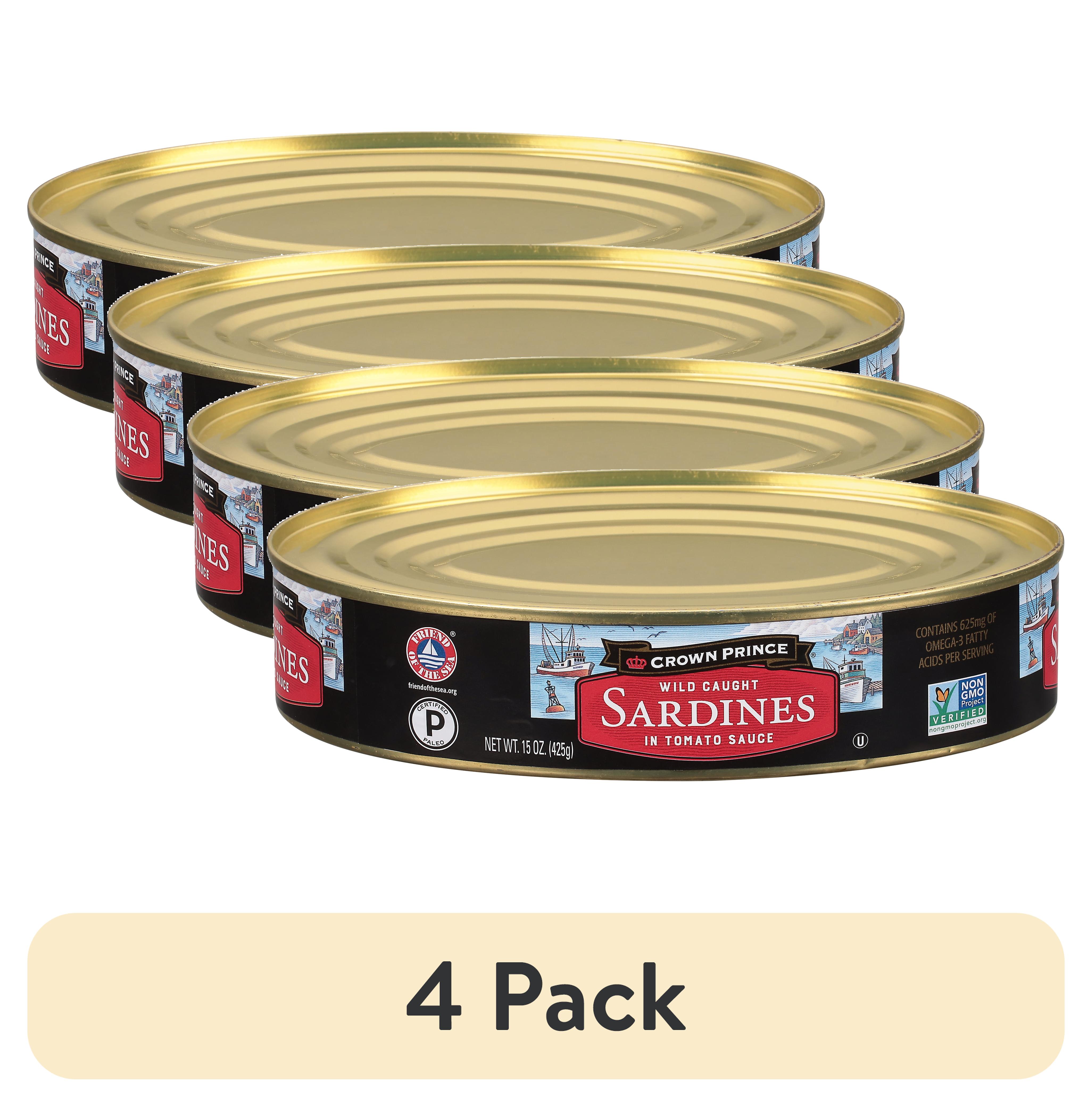 (4 pack) Crown Prince Sardines in Tomato Sauce, 15 oz Can