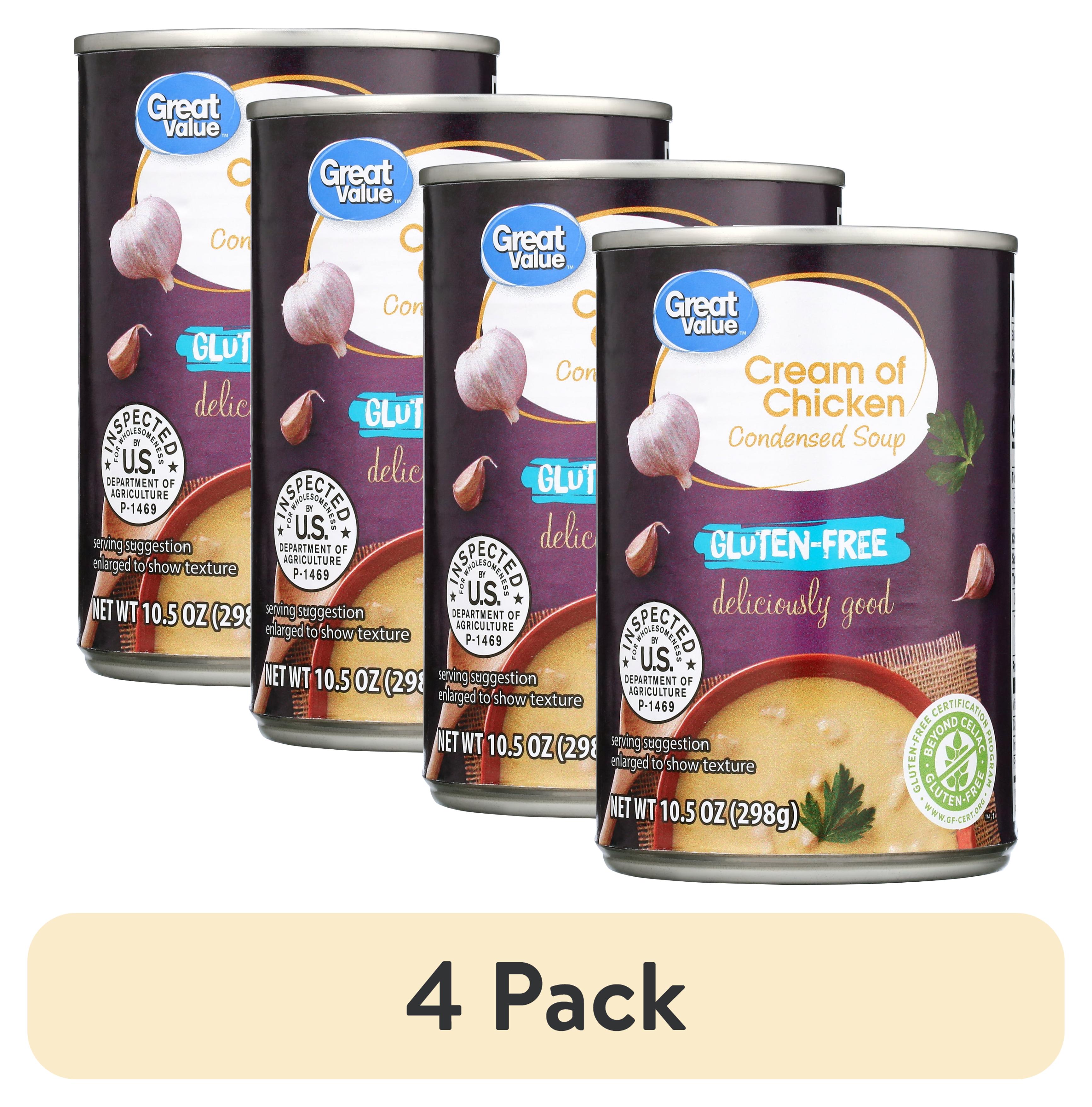 (4 pack) Great Value Gluten Free Cream of Chicken Condensed Soup, 10.5 oz