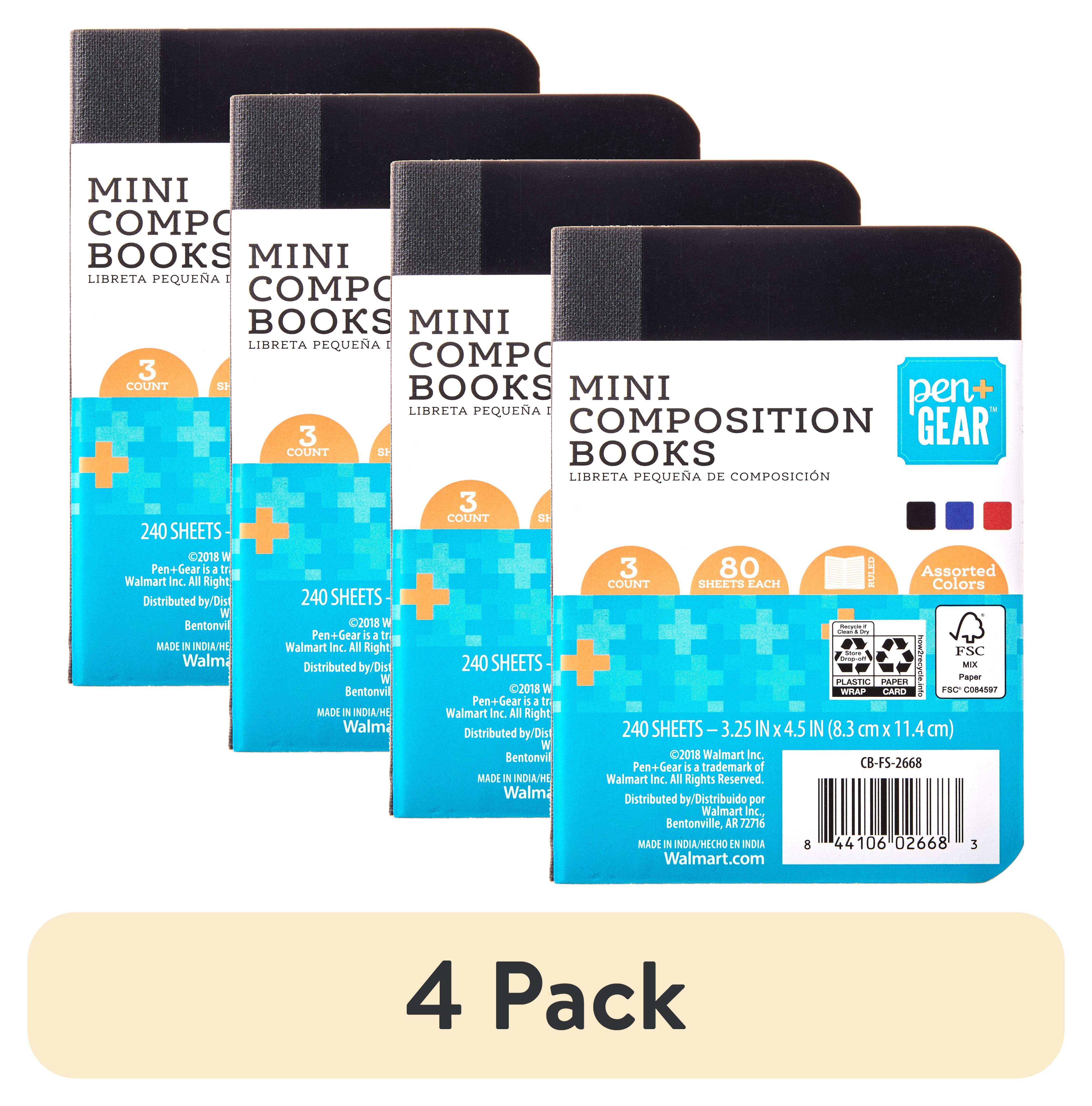(4 pack) (4 pack) Pen+Gear Ruled Mini Composition Books, 3.25 in x 4.5 in, Assorted Colors, 80 Sheets, 3 Pack