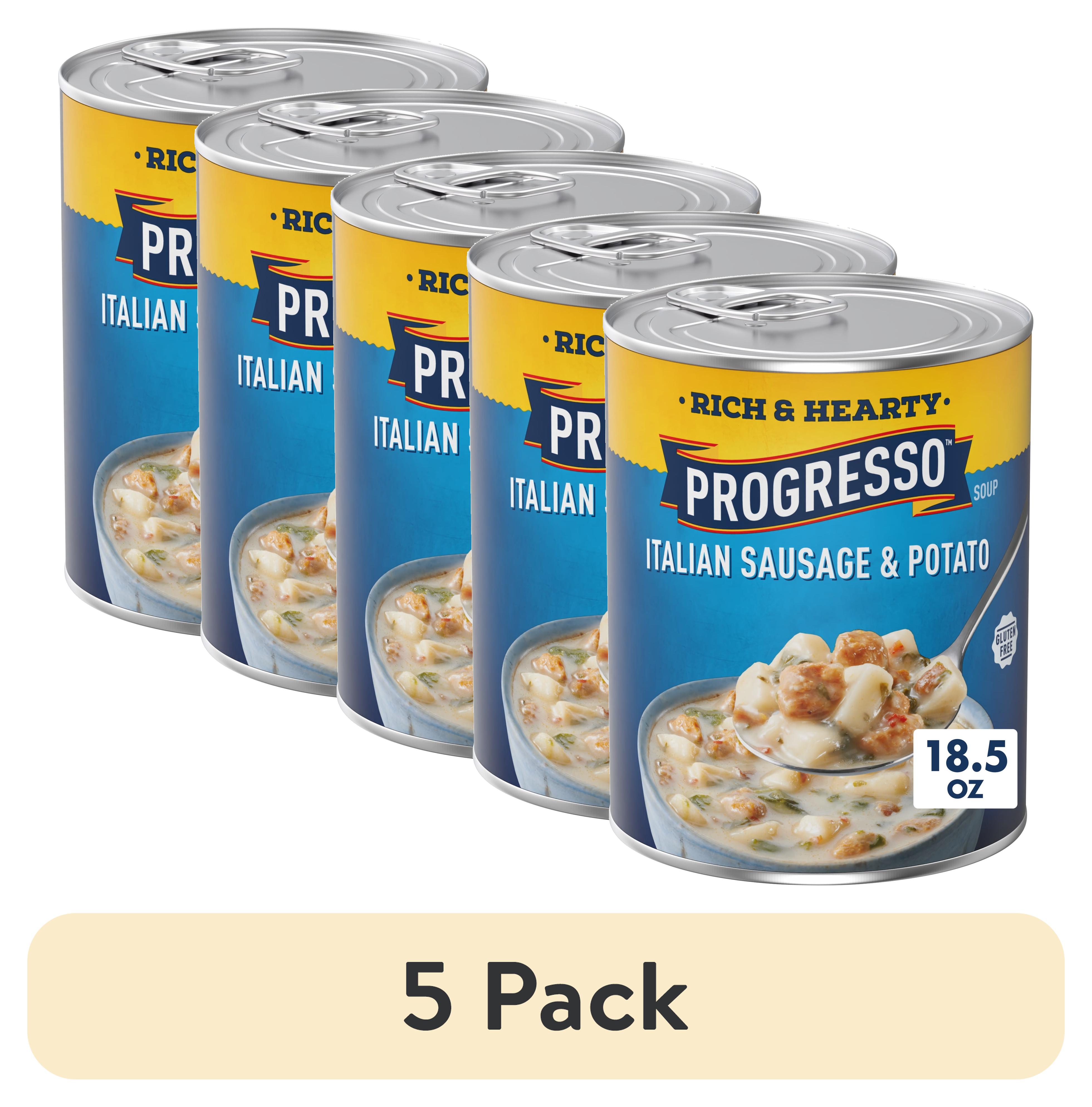 (5 pack) Progresso Rich and Hearty, Italian Sausage and Potato Canned Soup, Gluten Free, 18.5 oz