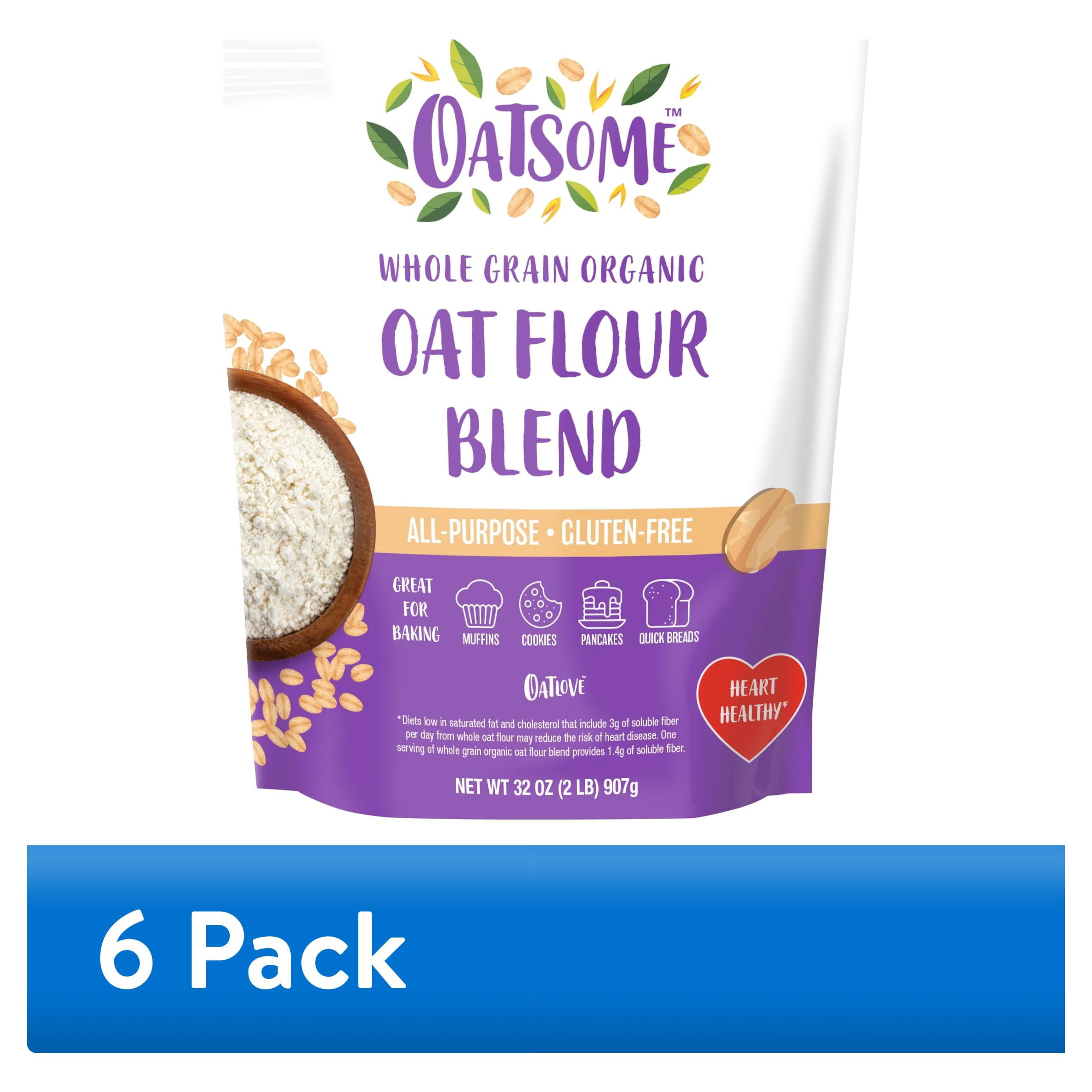 (6 pack) Oatsome Organic Oat Flour Blend, Gluten-Free, All Purpose Flour, 32oz Bag