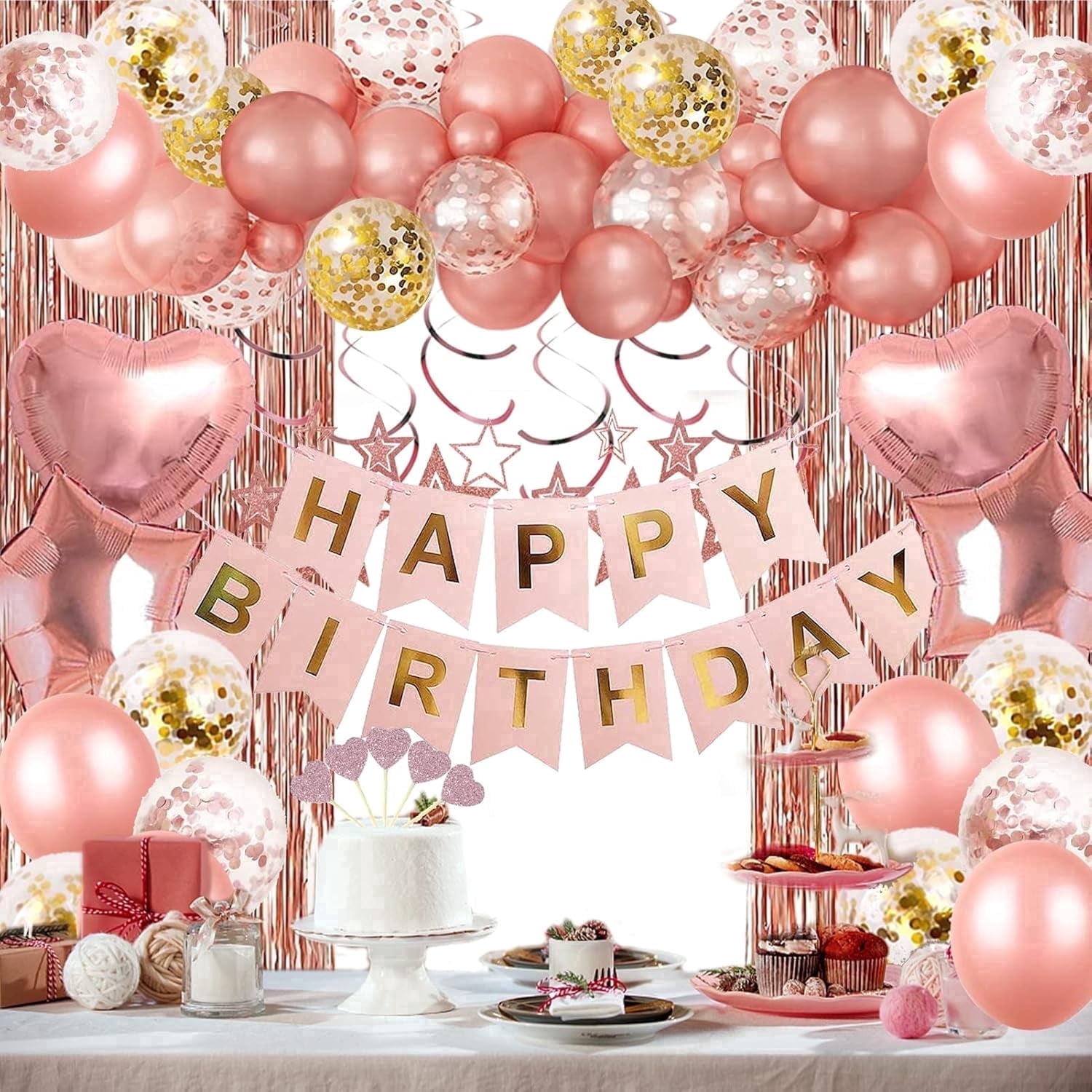 65Pcs Birthday Party Decoration Kits, IRuiYinGo Birthday Party Supplies Set for Girls Women