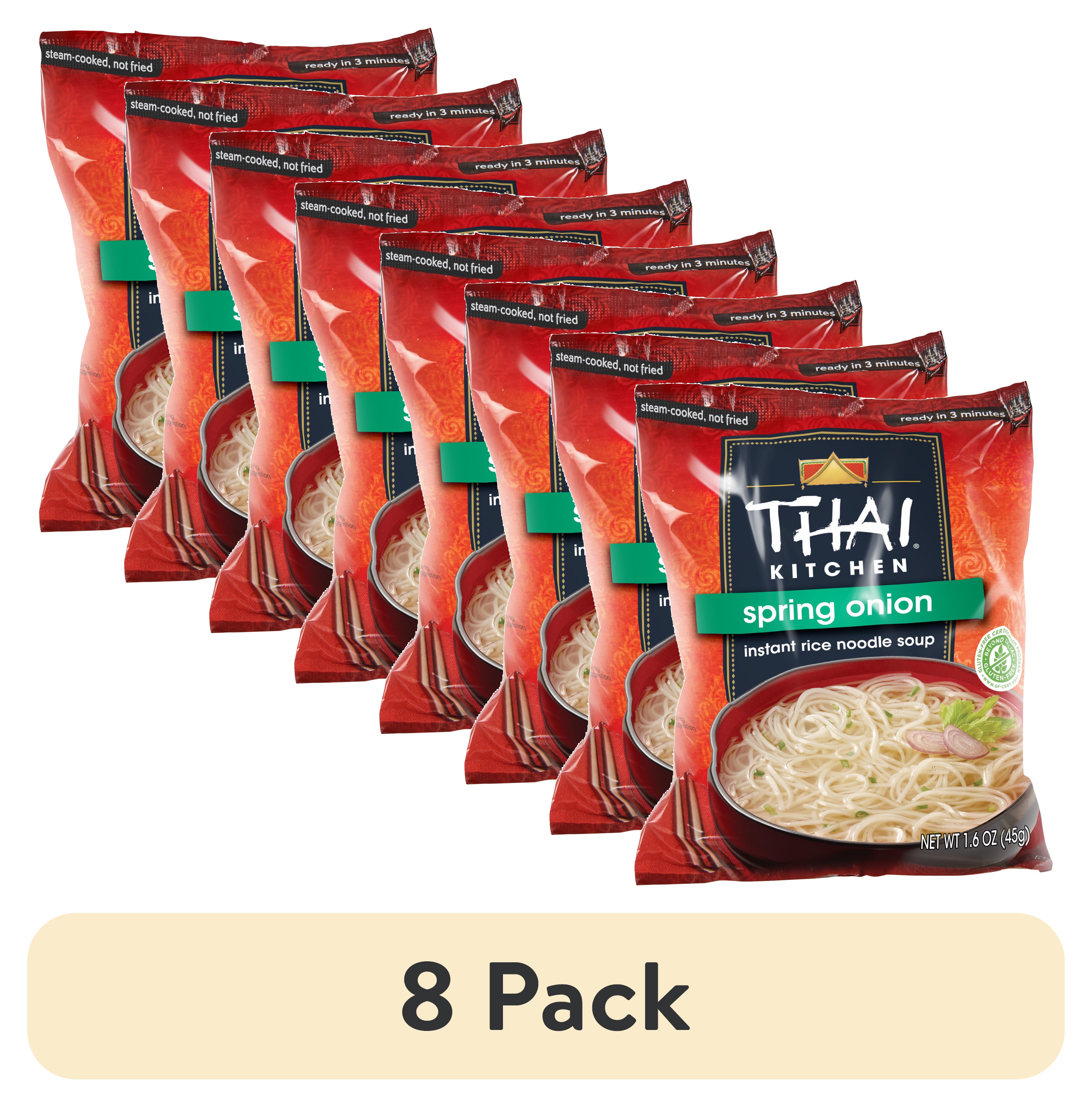 (8 pack) Thai Kitchen Gluten Free Spring Onion Instant Rice Noodle Soup, 1.6 oz Bag