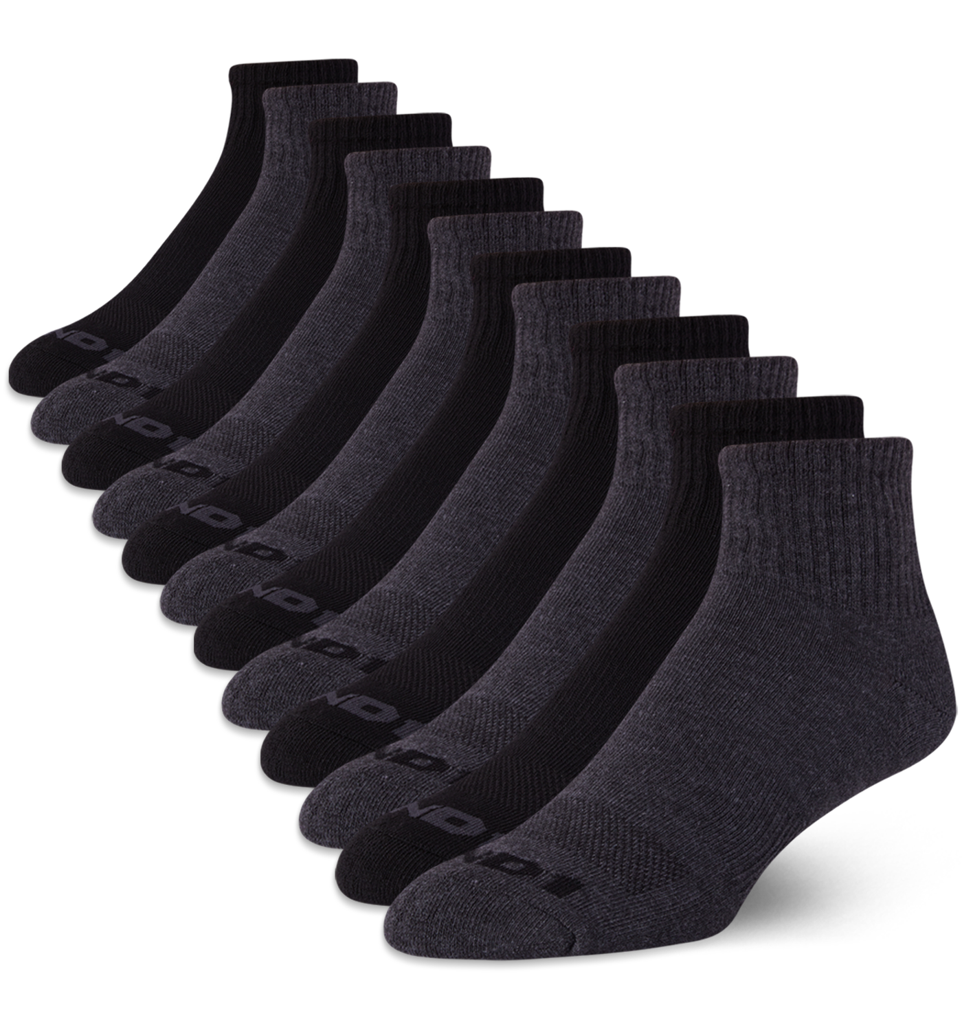 Men's Socks, Cushion Quarter Socks, 12 Pack