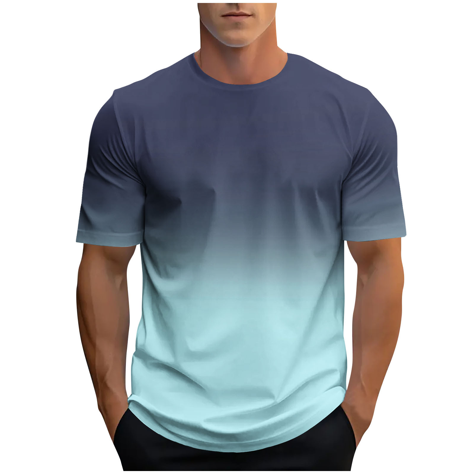 T-Shirts For Men Men's Tshirts Men Gradient Crew Neck Short Sleeve Summer Casual Tees Tops Mens T Shirt