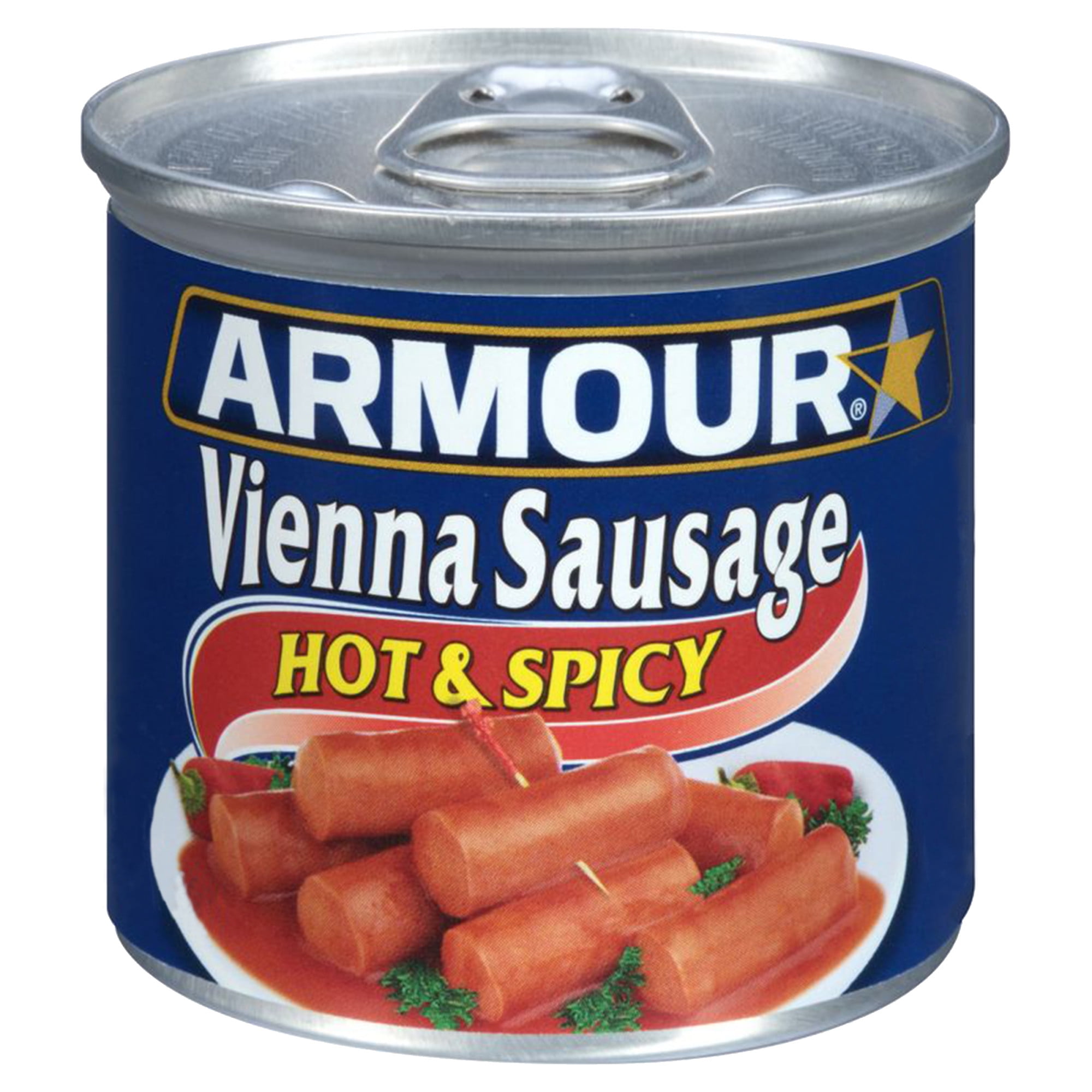 Armour Star Vienna Sausage, Hot & Spicy Flavored, 7g Protein Per Serving, Canned Sausage, 4.6 oz Can
