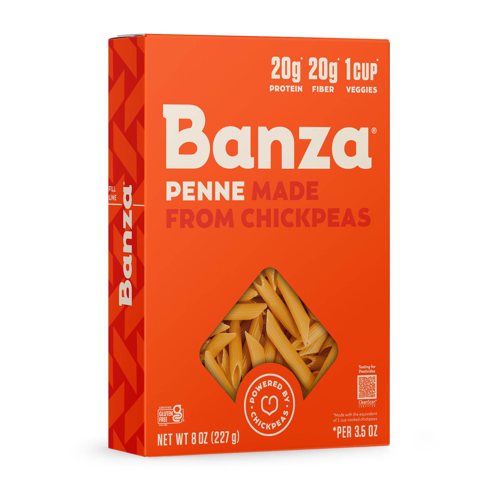Banza Penne Pasta from Chickpeas - Gluten Free, High Protein, and Lower Carb Shelf-Stable Protein Noodles, 8oz