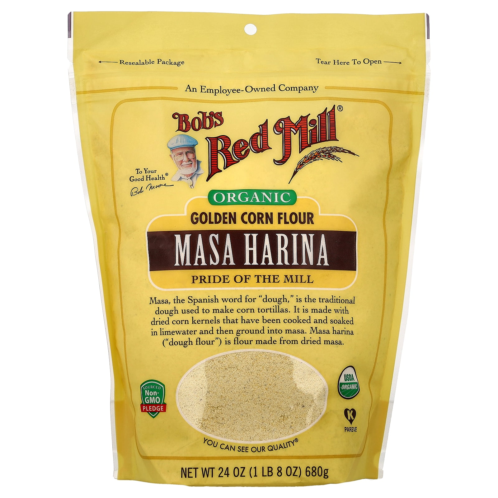 Bob's Red Mill Organic Masa Harina Golden Corn Flour, 24 oz