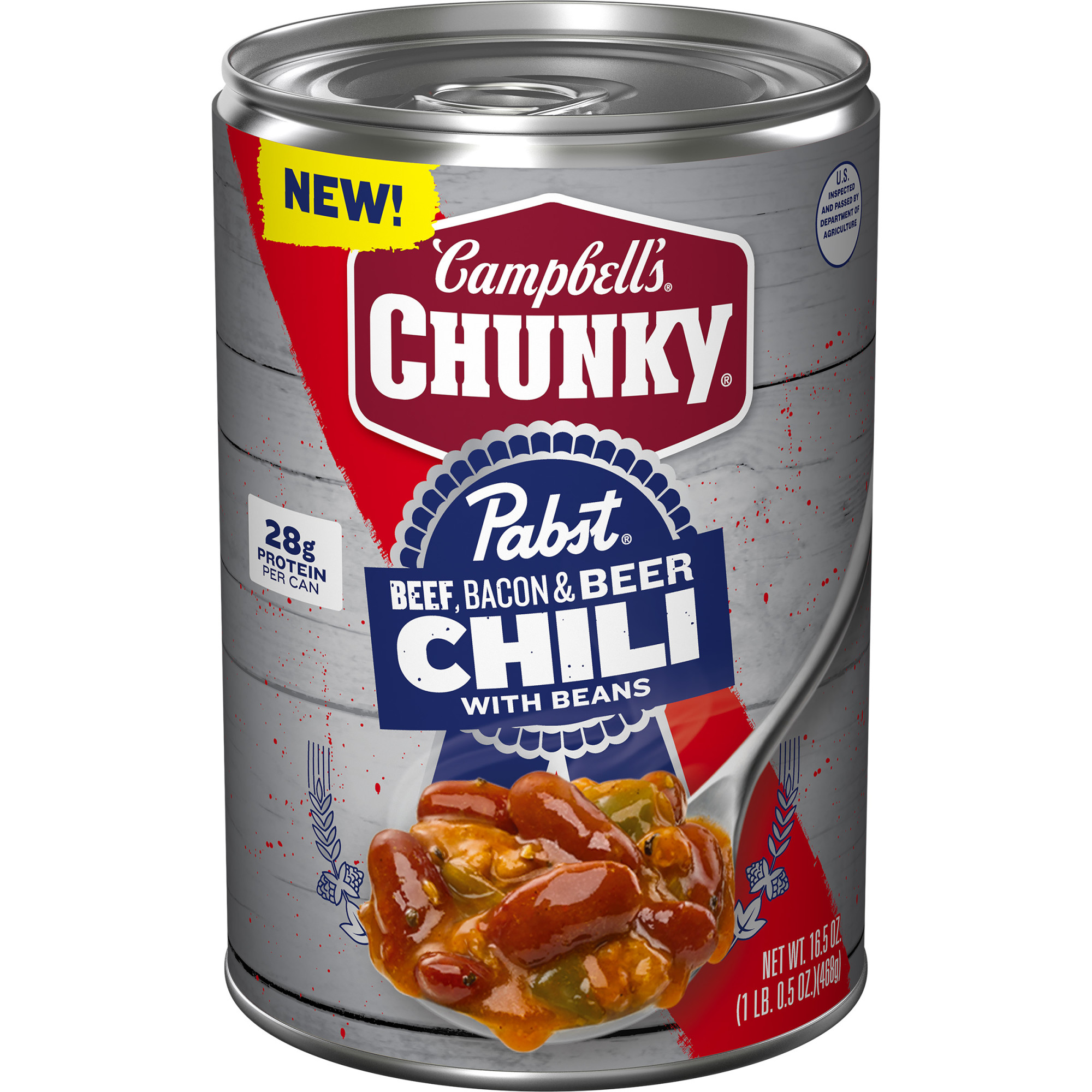 Campbell’s Chunky x Pabst Blue Ribbon Beef, Bacon and Beer Chili with Beans, 16.5 oz Can