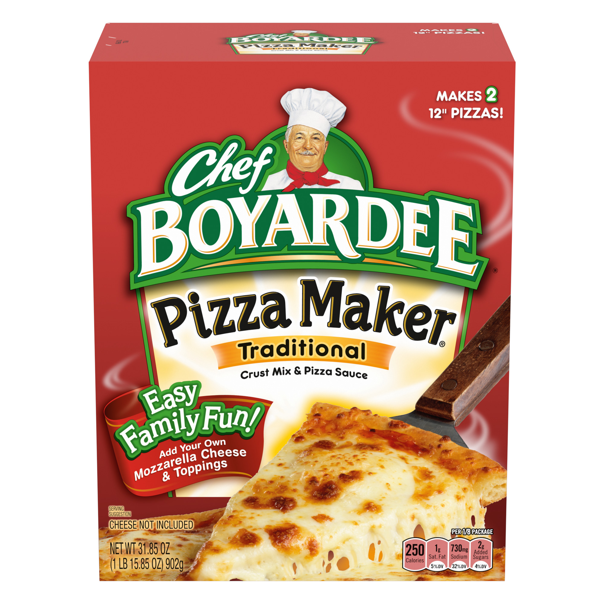 Chef Boyardee Cheese Pizza Maker, Crust Mix and Pizza Sauce Meal Kit, 31.85 oz.