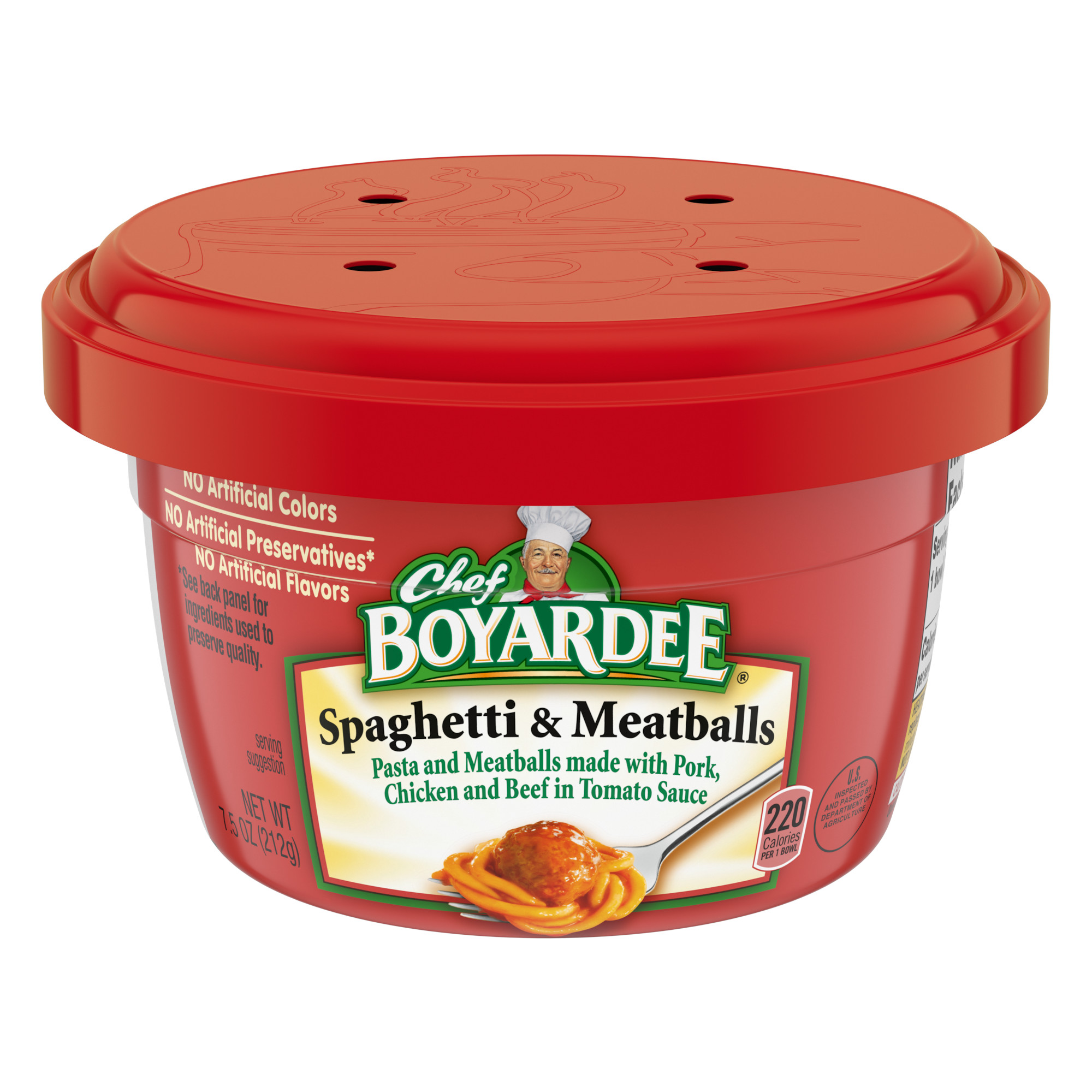 Chef Boyardee Spaghetti and Meatballs in Tomato Sauce, Microwavable Meal, 7.5 oz. Bowl