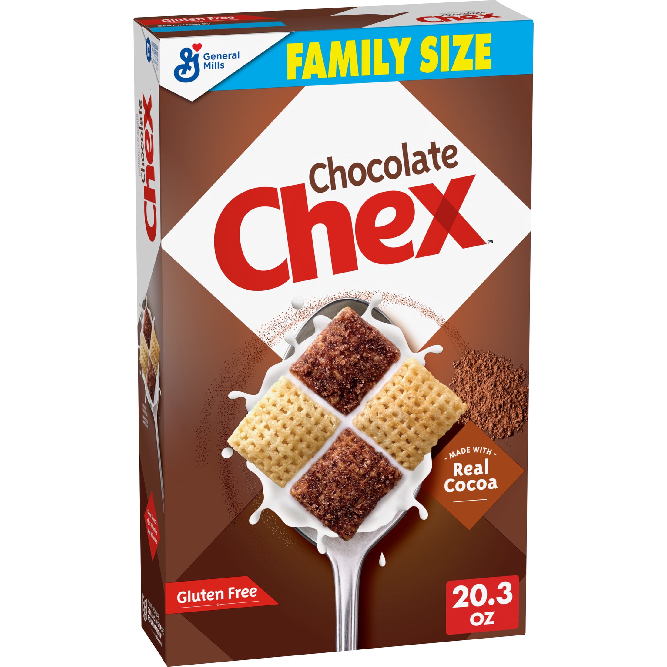 Chocolate Chex Cereal, Gluten Free, Holiday Box, Chex Mix Ingredient, Family Size, 20.3 oz