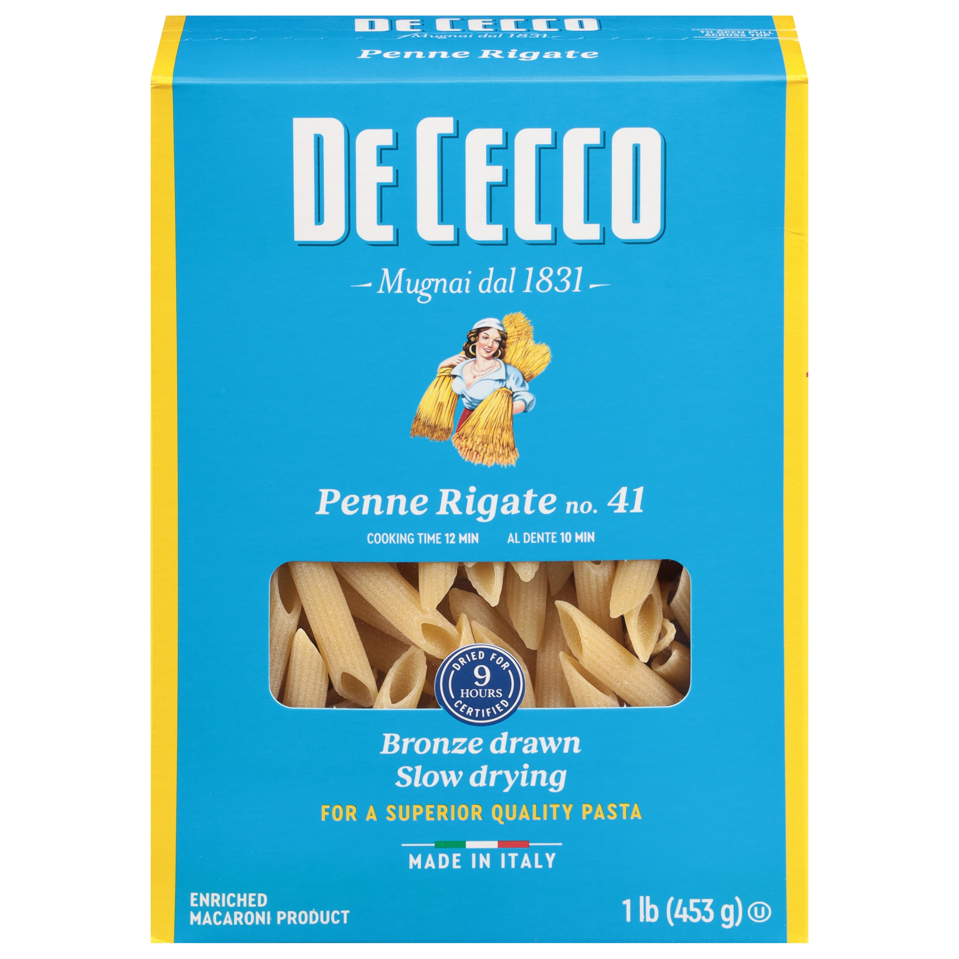 De Cecco Penne Rigate No.41 Pasta, 16 oz  No Egg, Milk, or Soy  Contains Wheat