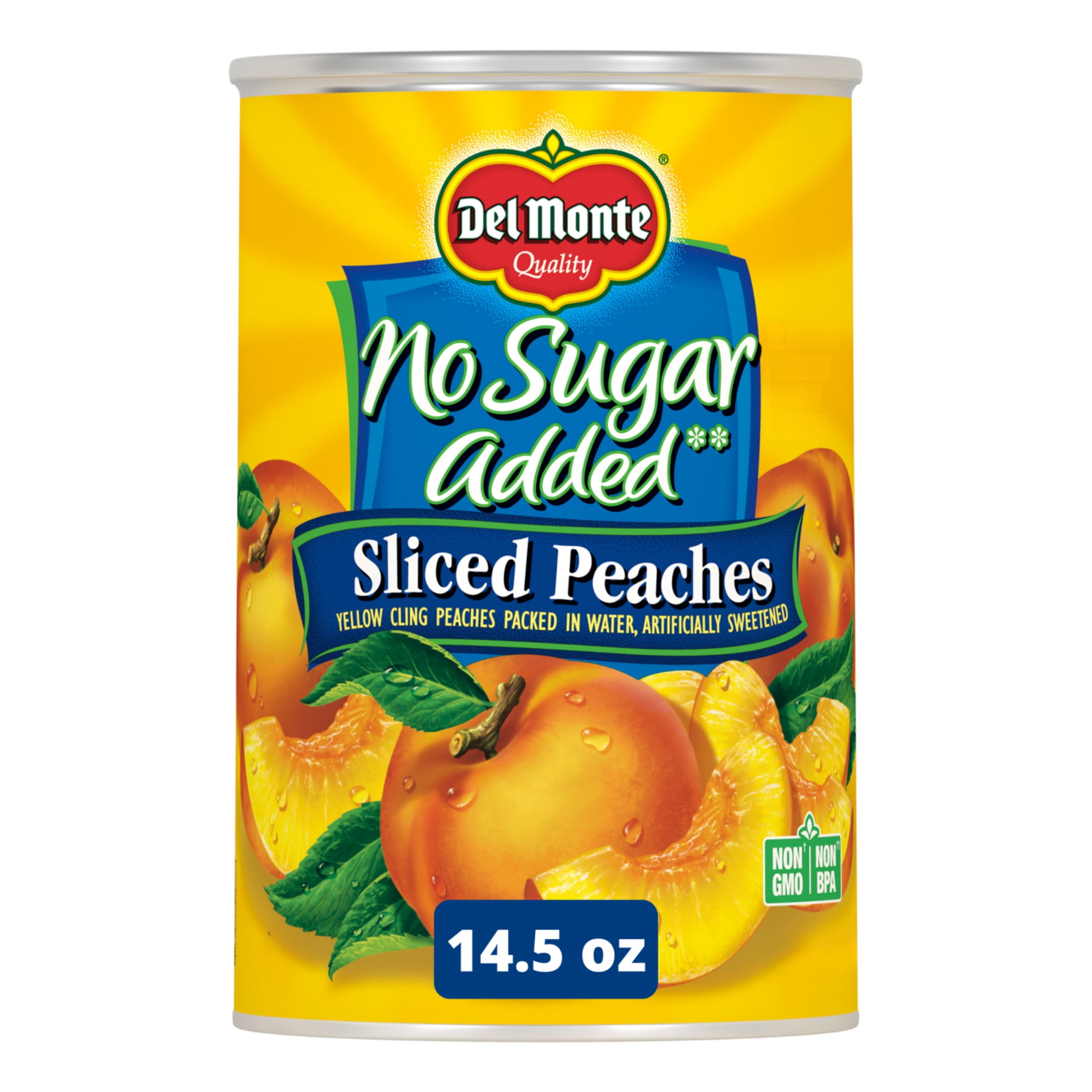 Del Monte No Sugar Added Sliced Peaches, Canned Fruit, 14.5 oz Can